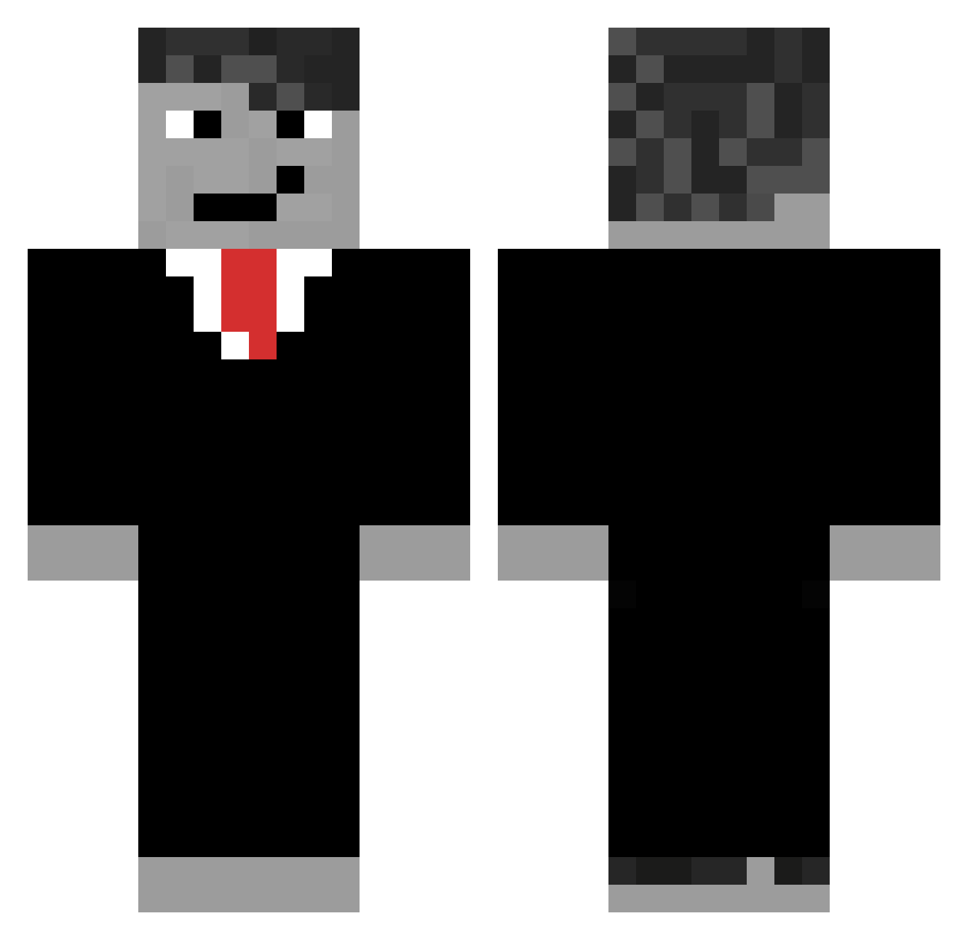 TooZyrex Minecraft skin, front and back view