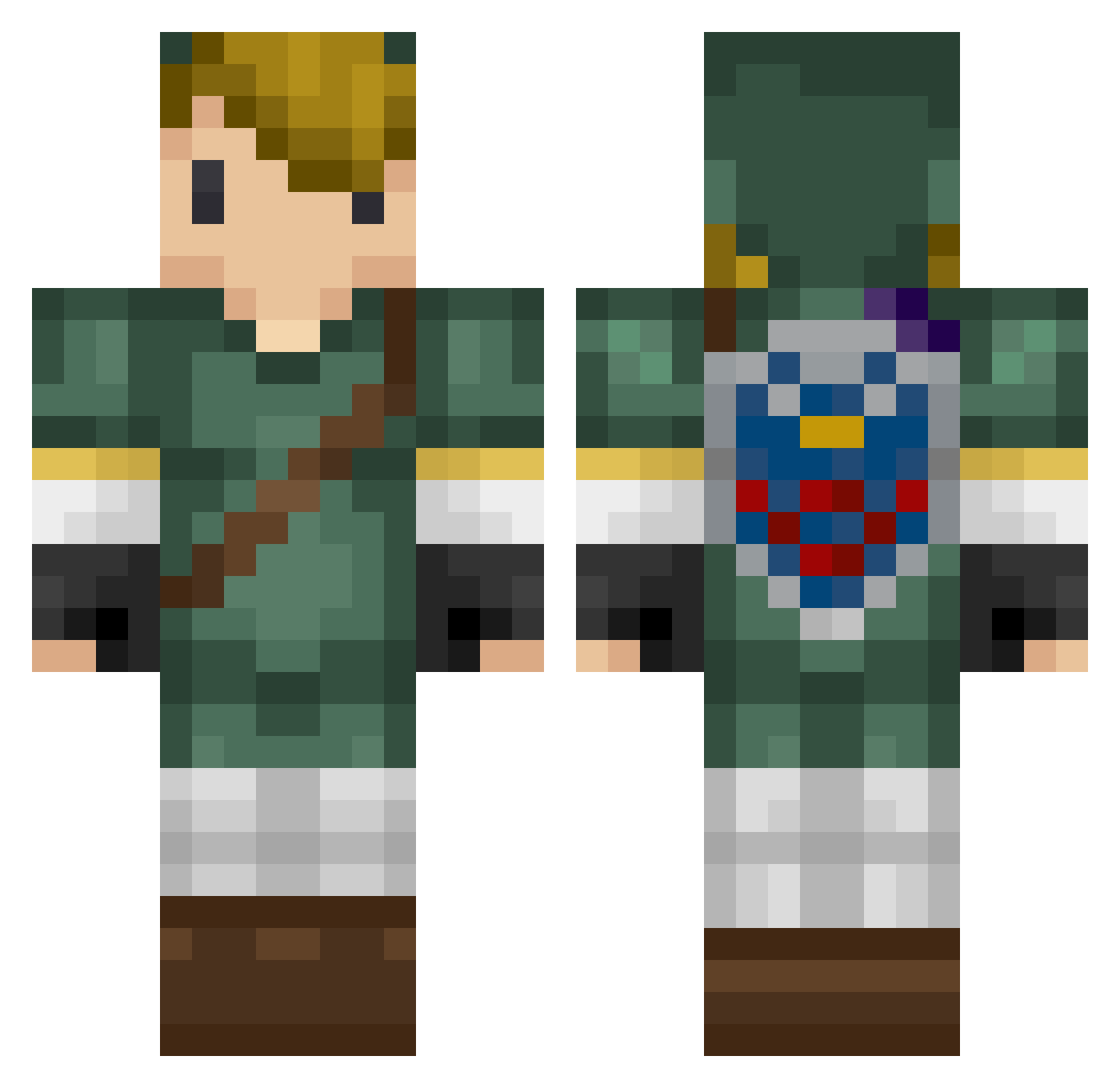 Taros Minecraft skin, front and back view