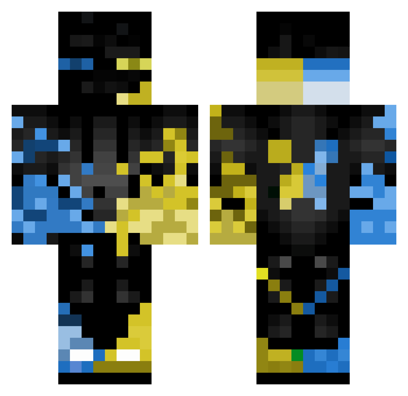 Superlevi2 Minecraft skin, front and back view