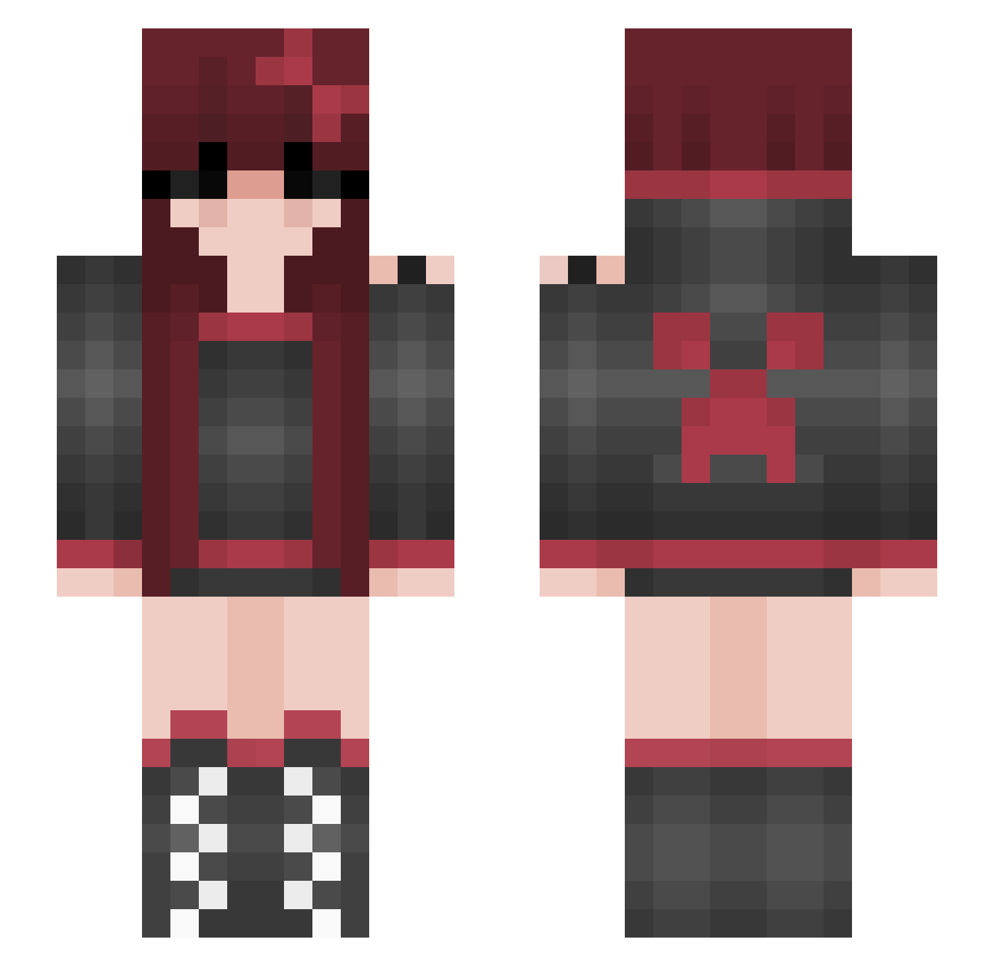 Soclette Minecraft skin, front and back view