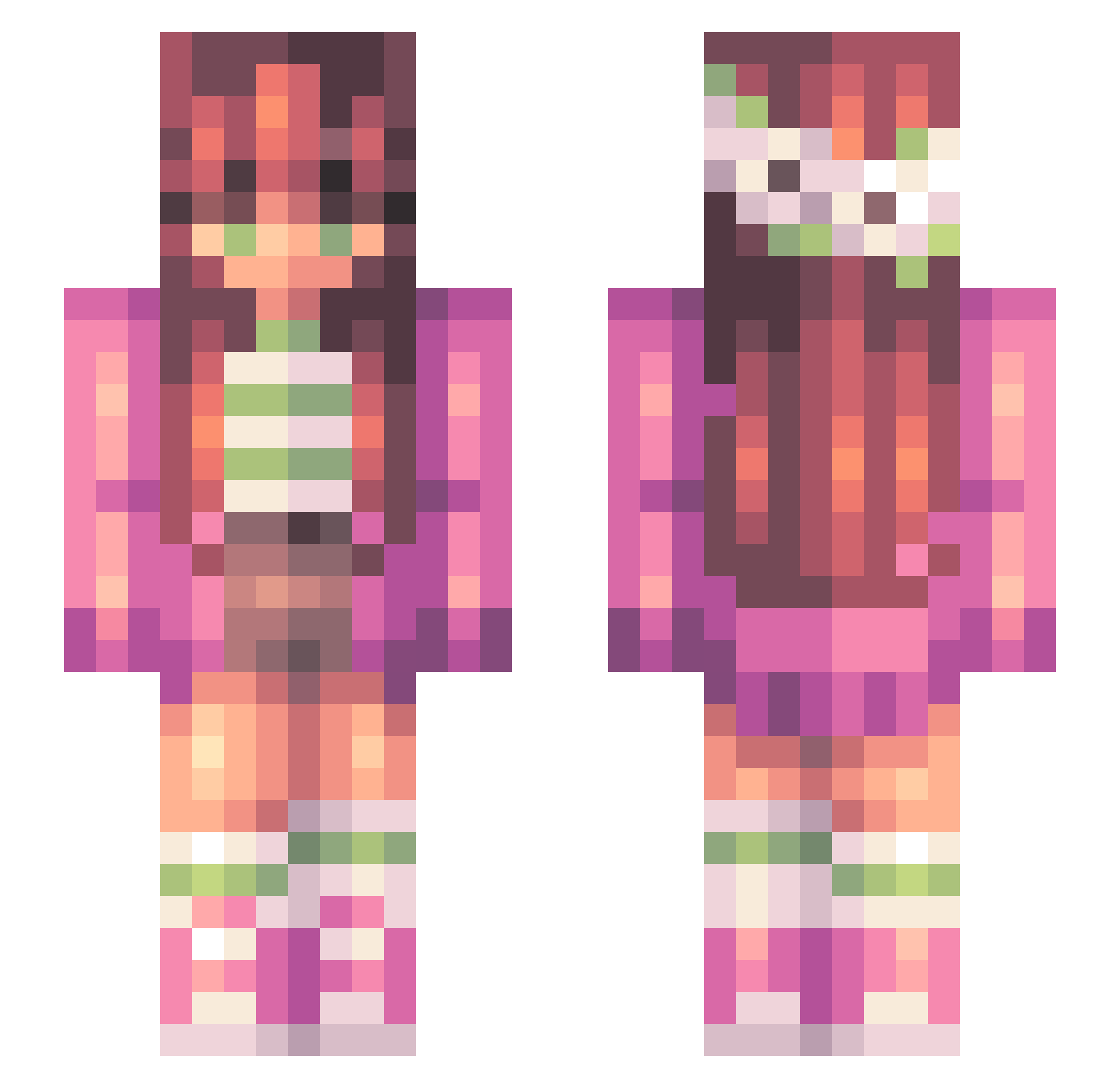 Wikstroemia Minecraft skin, front and back view