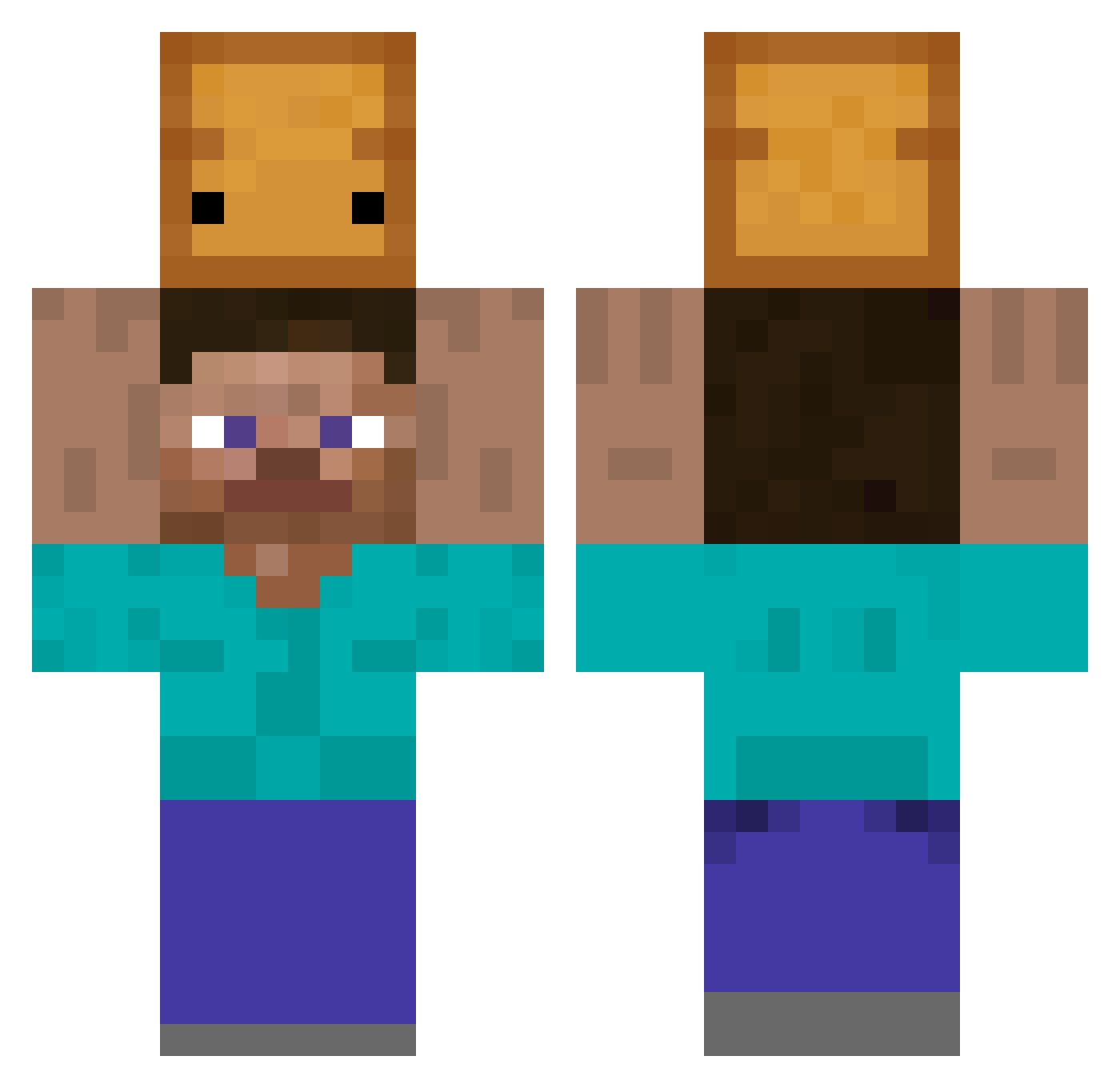 FastBolo Minecraft skin, front and back view