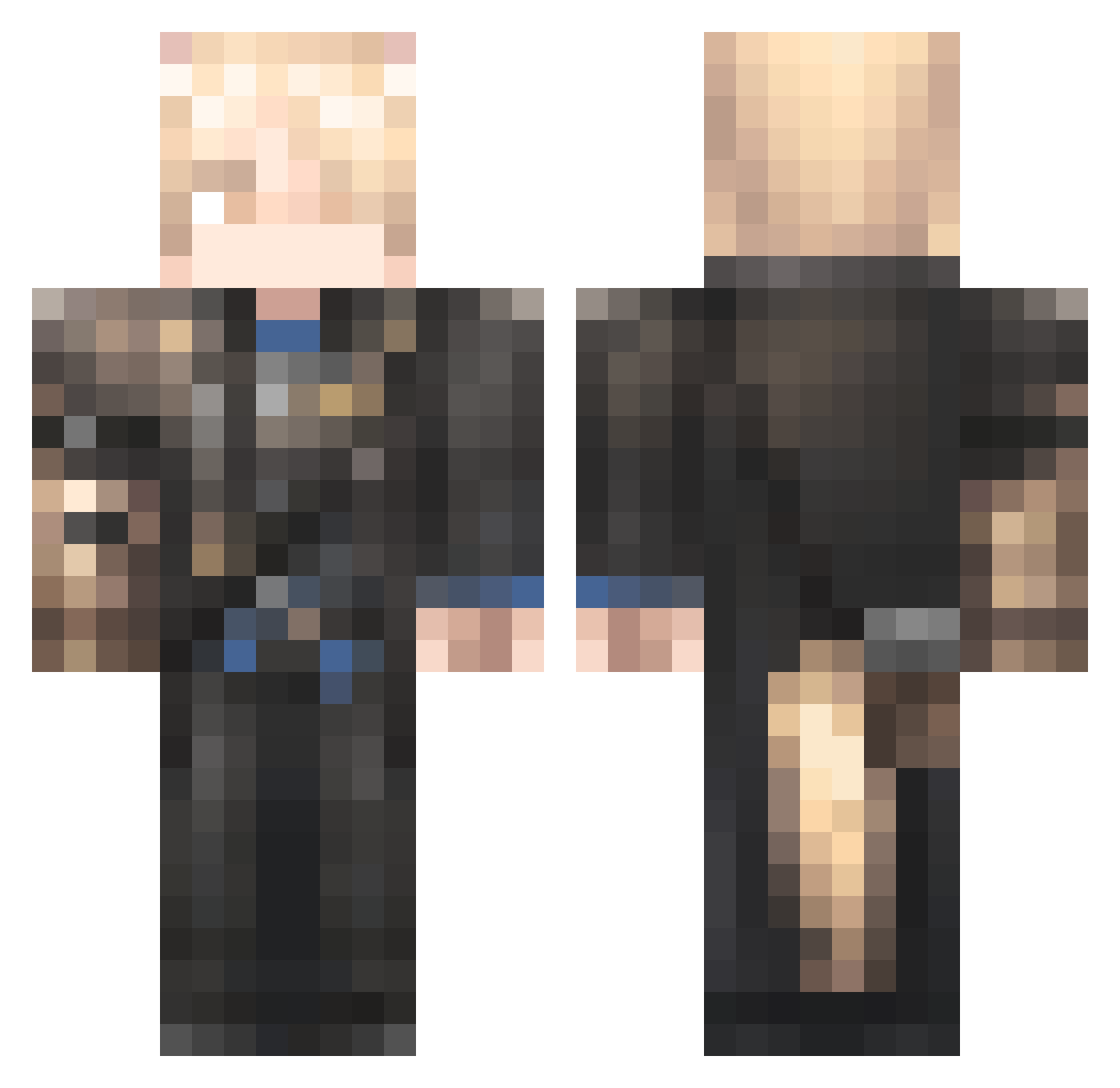 Infinitely_rw Minecraft skin, front and back view