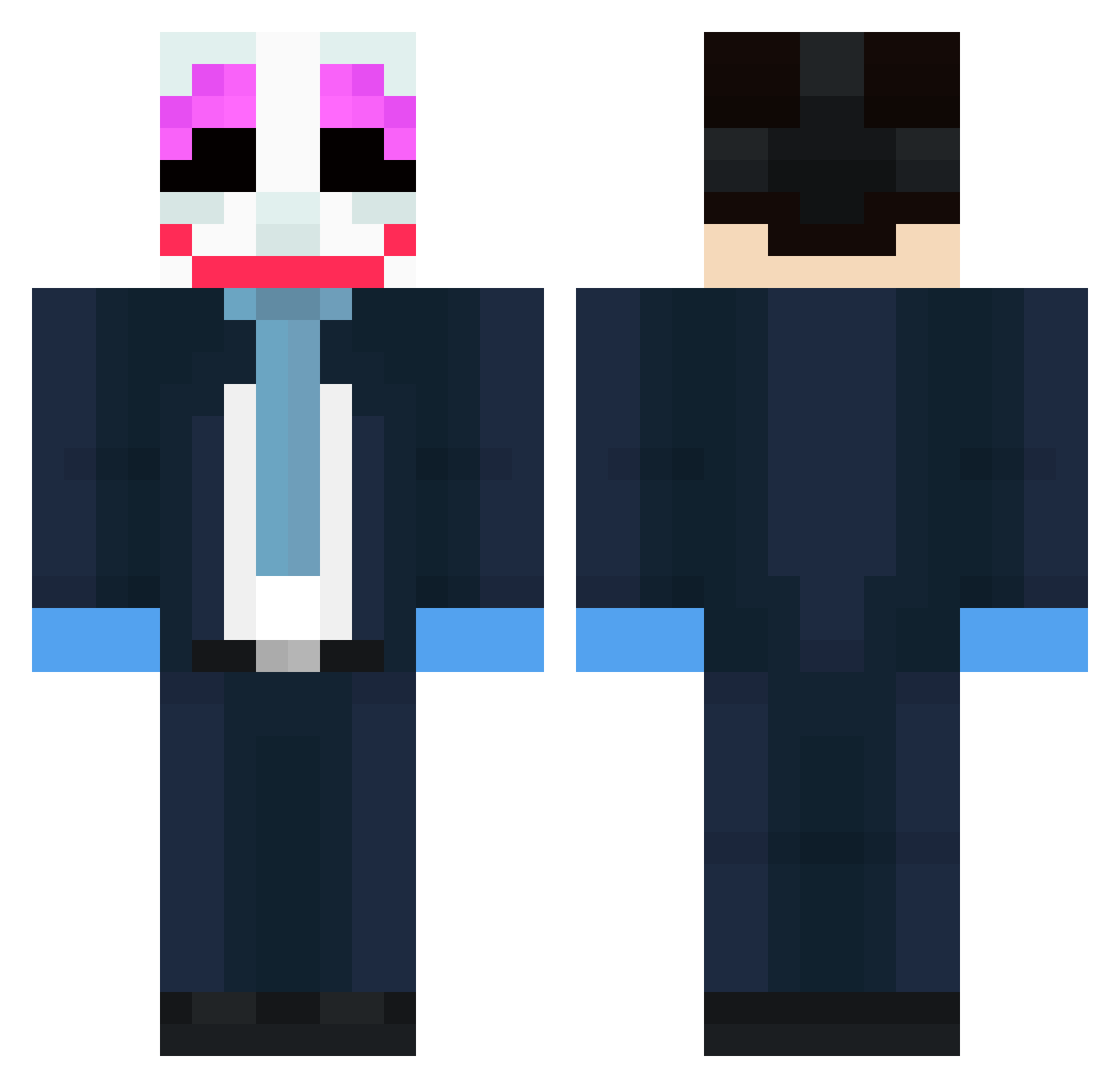 Nozmura Minecraft skin, front and back view