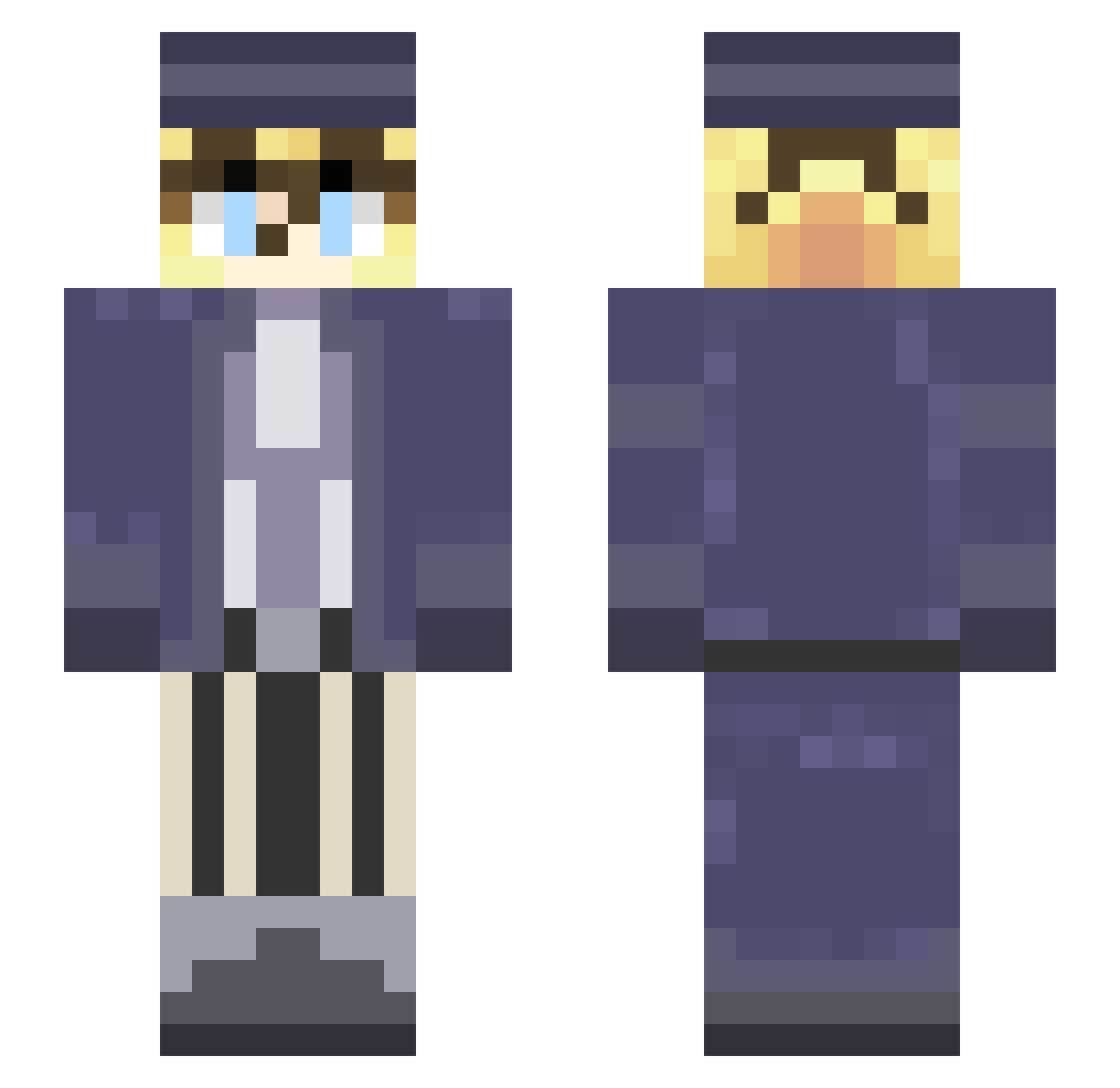 DarkEstella Minecraft skin, front and back view