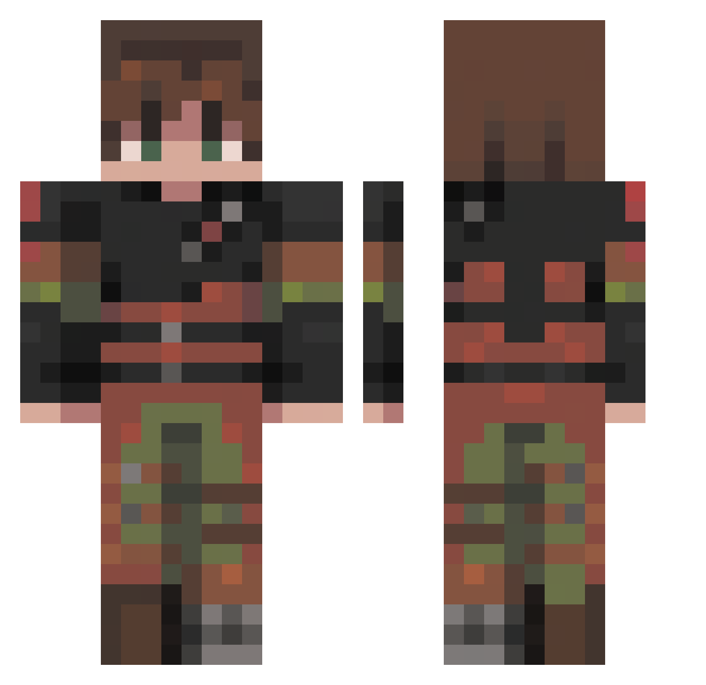 QuakeZz Minecraft skin, front and back view