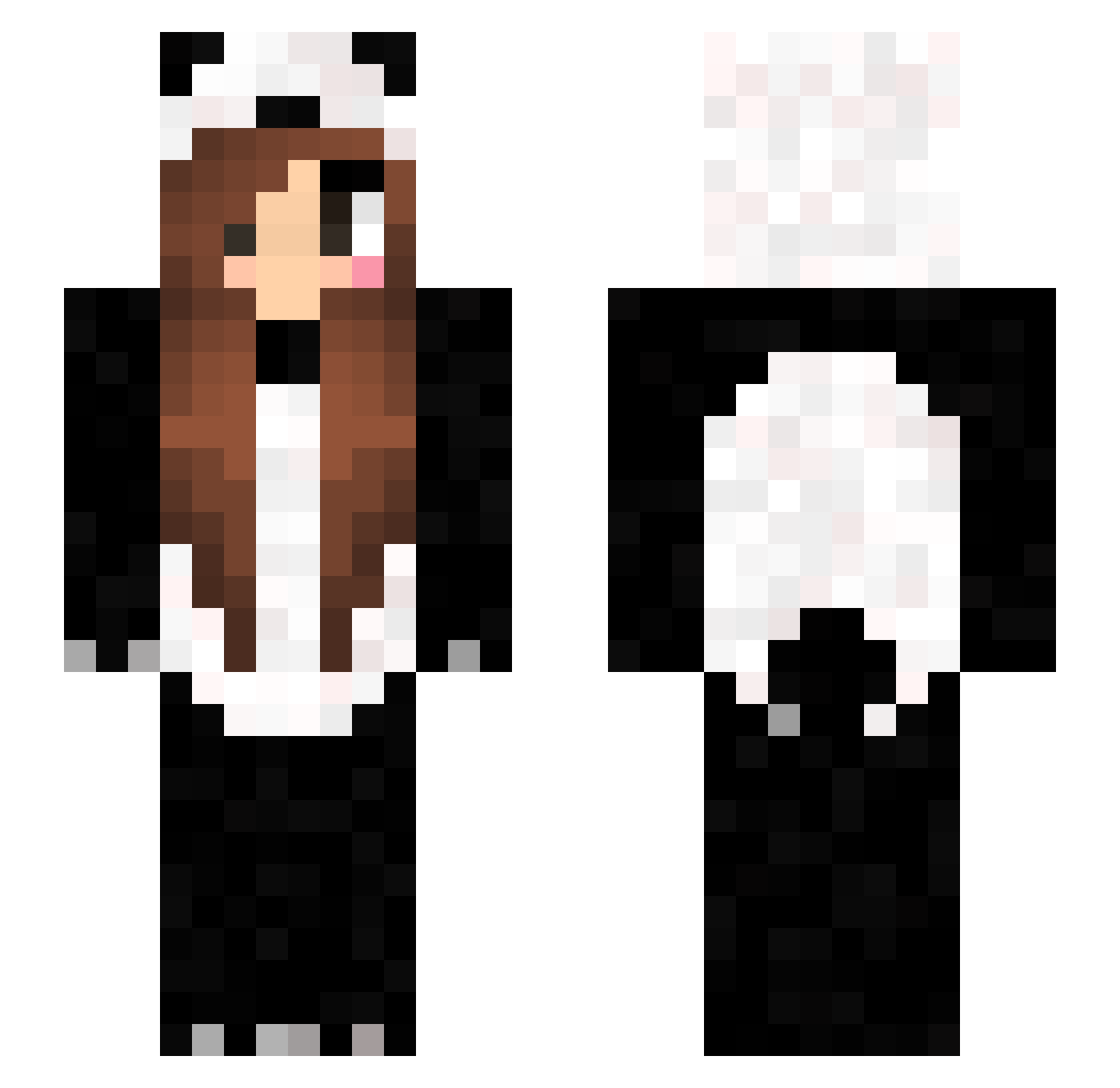 DerAldiPanda Minecraft skin, front and back view