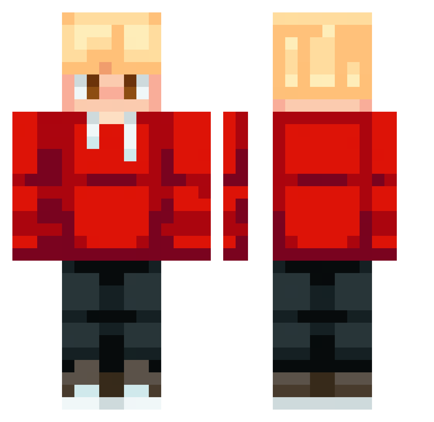 Flammilly Minecraft skin, front and back view