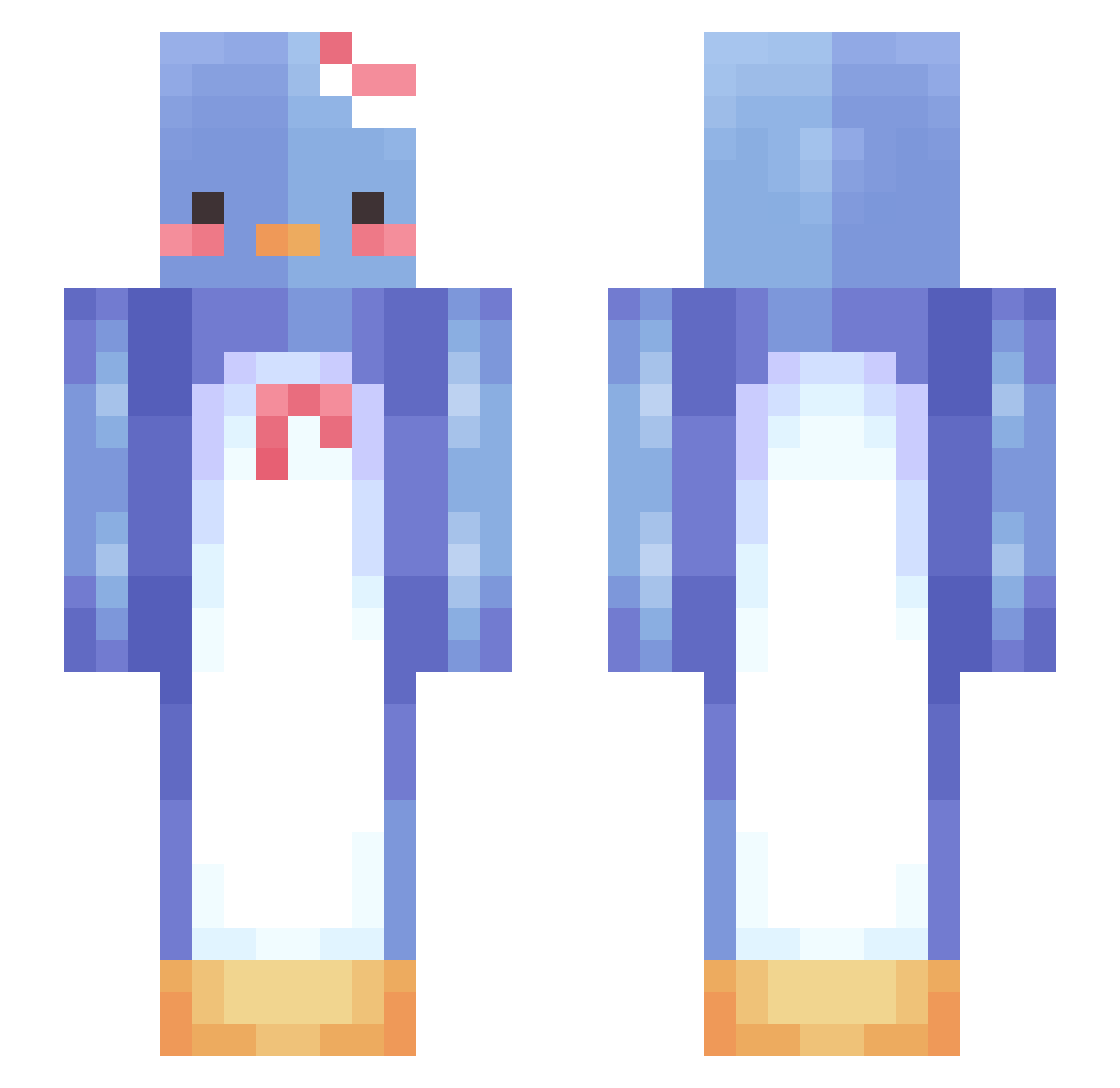 Tux3d0Sam Minecraft skin, front and back view