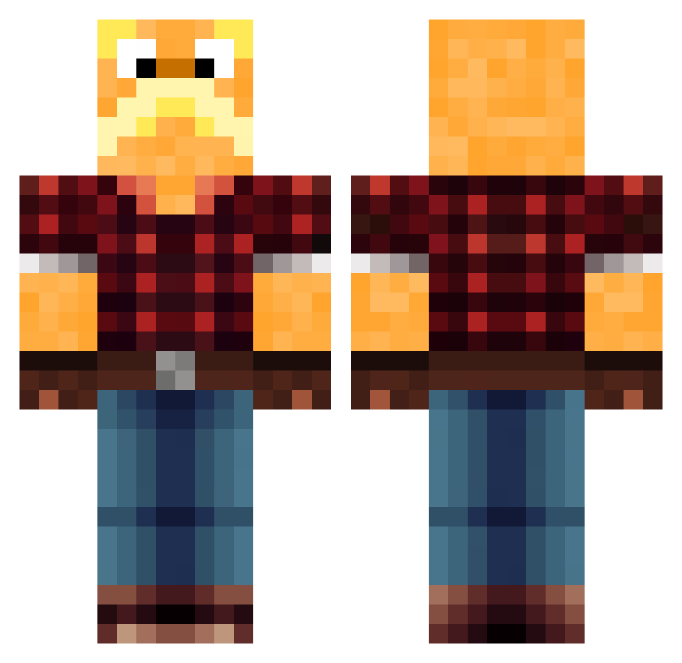 OrenthalGibson Minecraft skin, front and back view