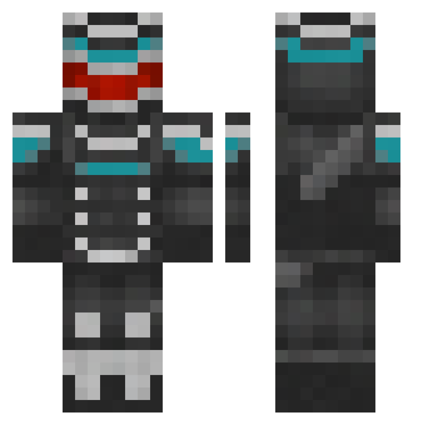 Squiggly_mark Minecraft skin, front and back view