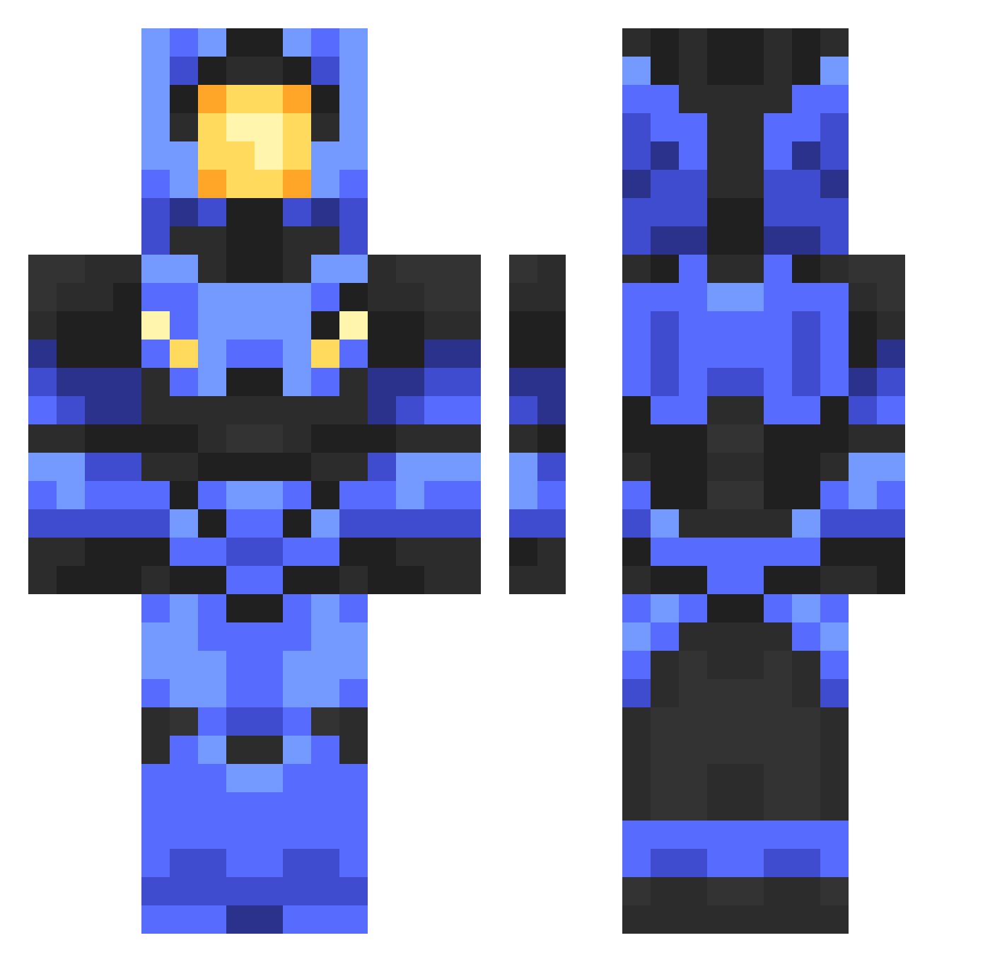 Pibby421 Minecraft skin, front and back view