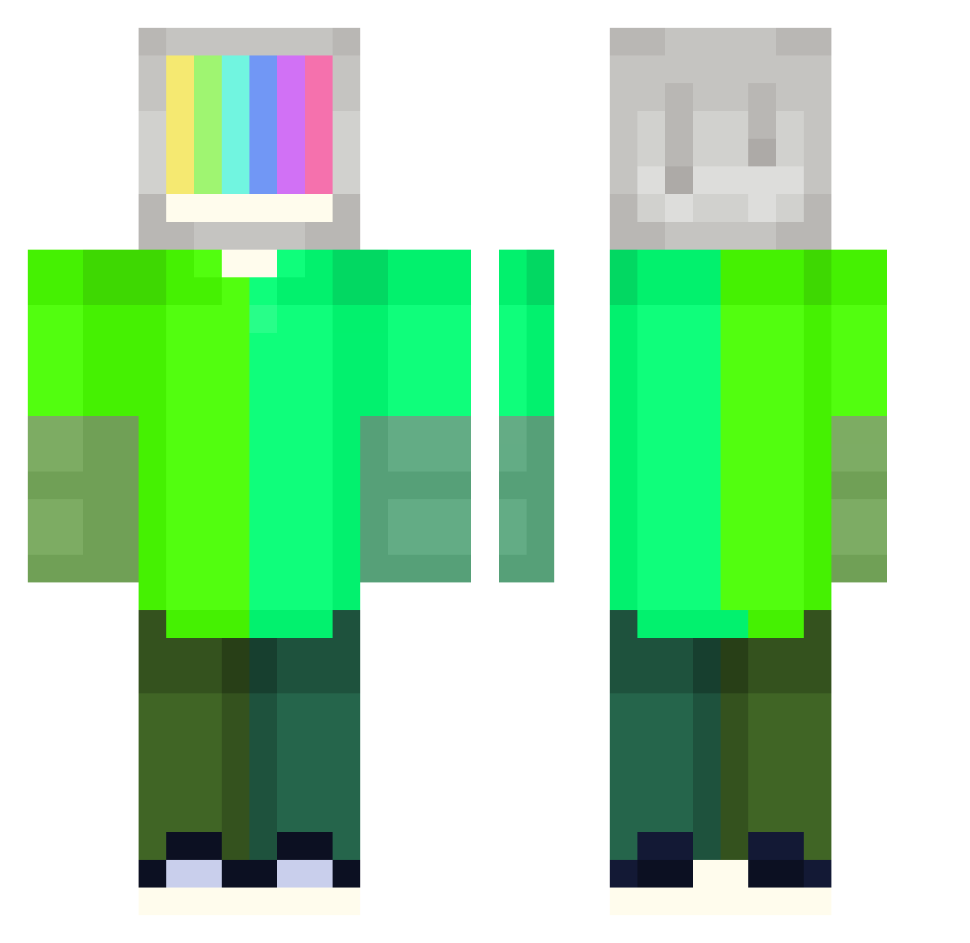 Luducium Minecraft skin, front and back view