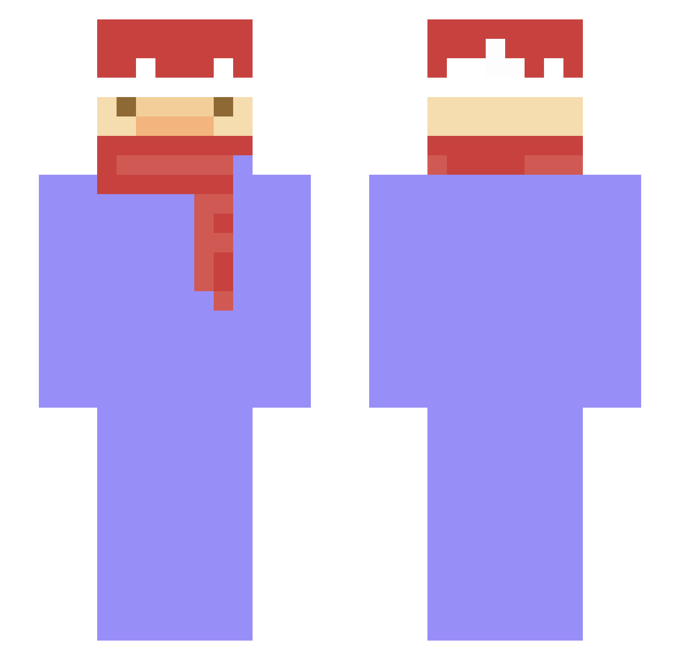 SadSid16 Minecraft skin, front and back view