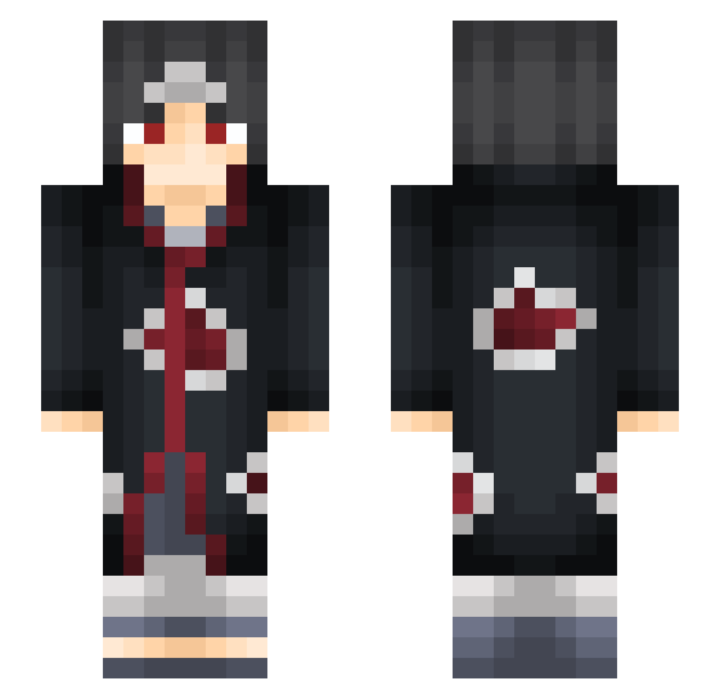 Rtefact Minecraft skin, front and back view