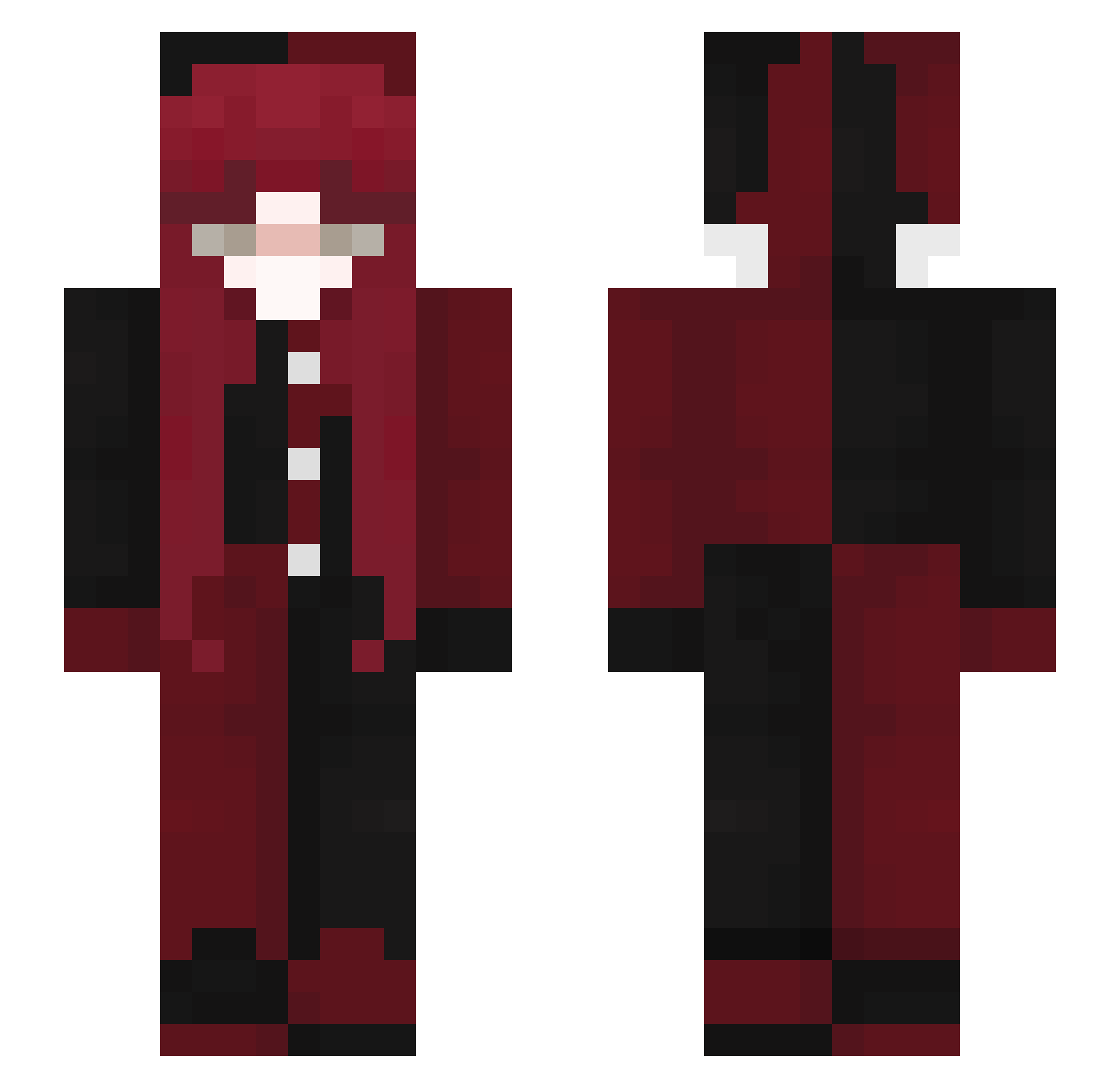 Choreographed Minecraft skin, front and back view