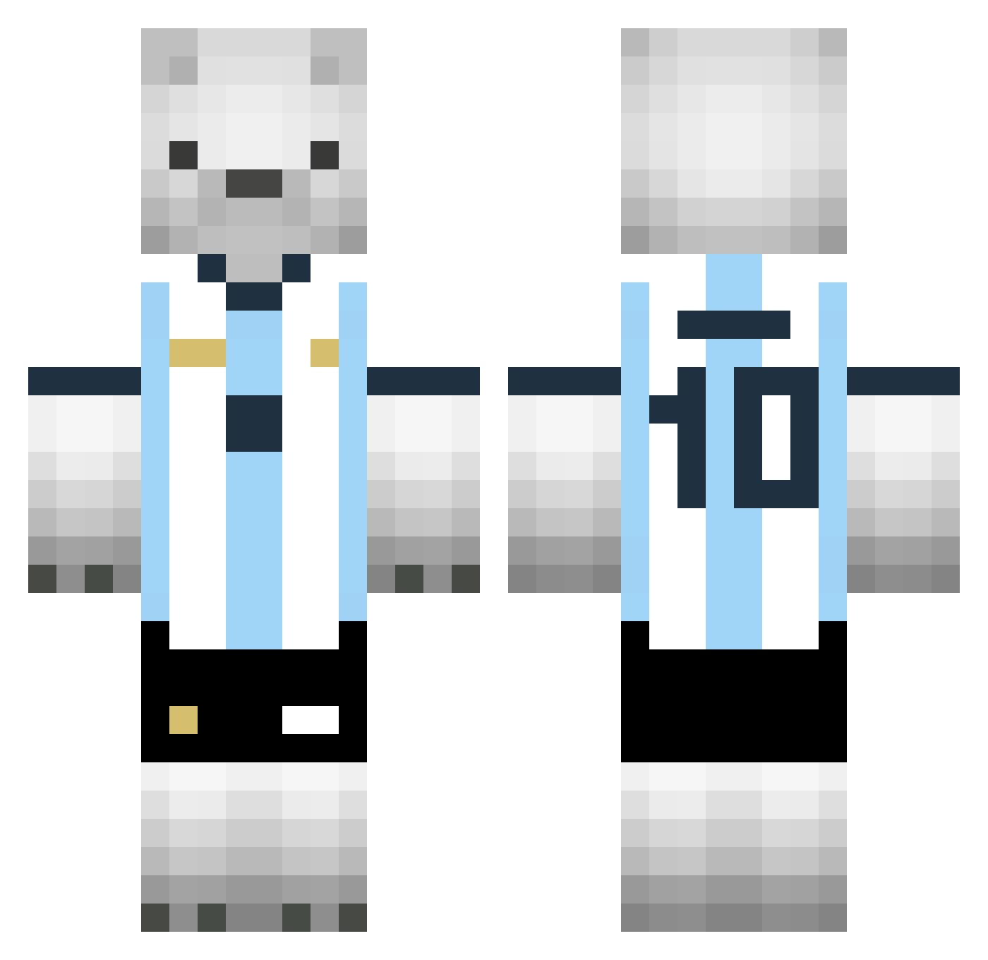 DiMessi Minecraft skin, front and back view