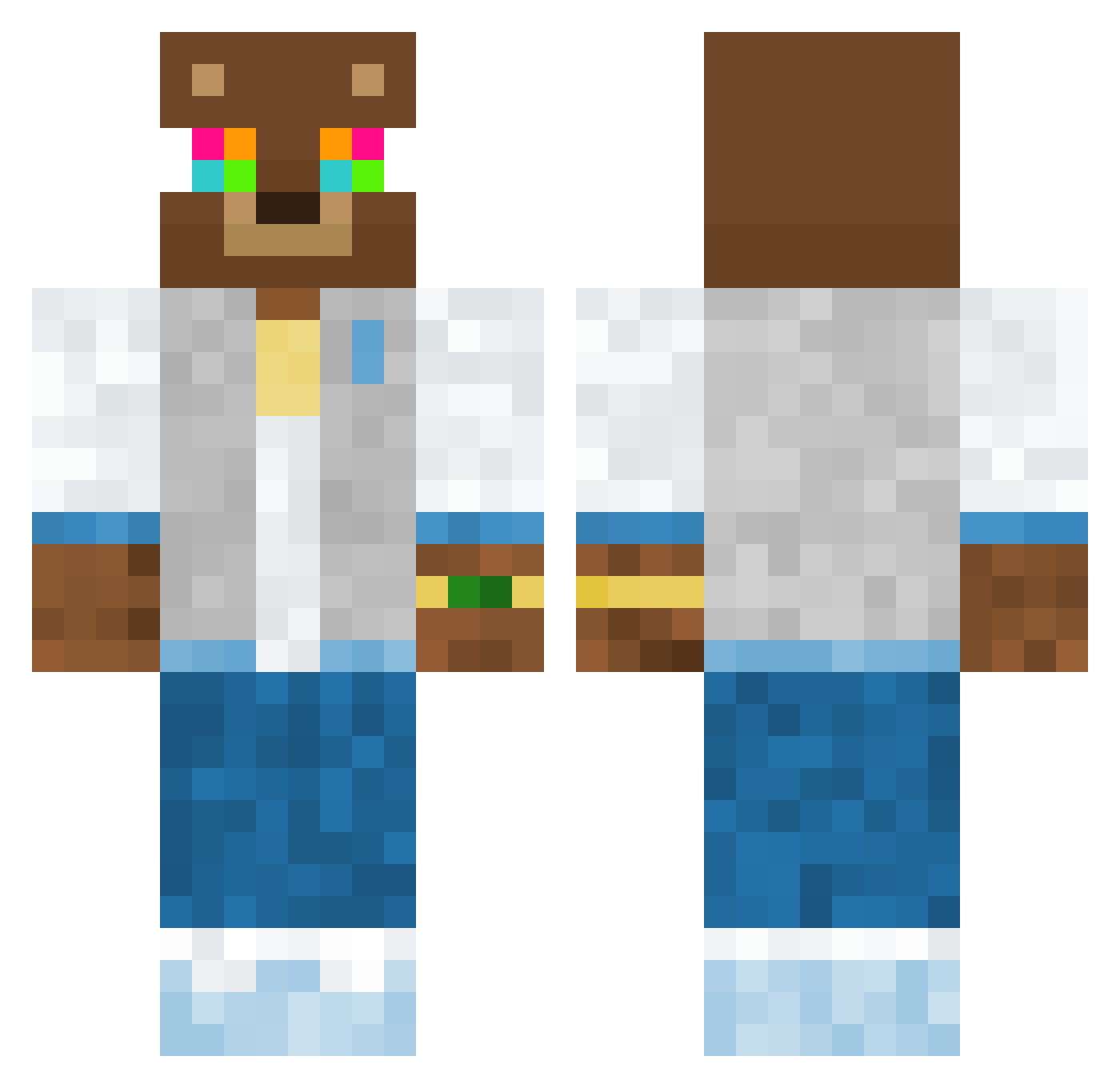Wombe Minecraft skin, front and back view