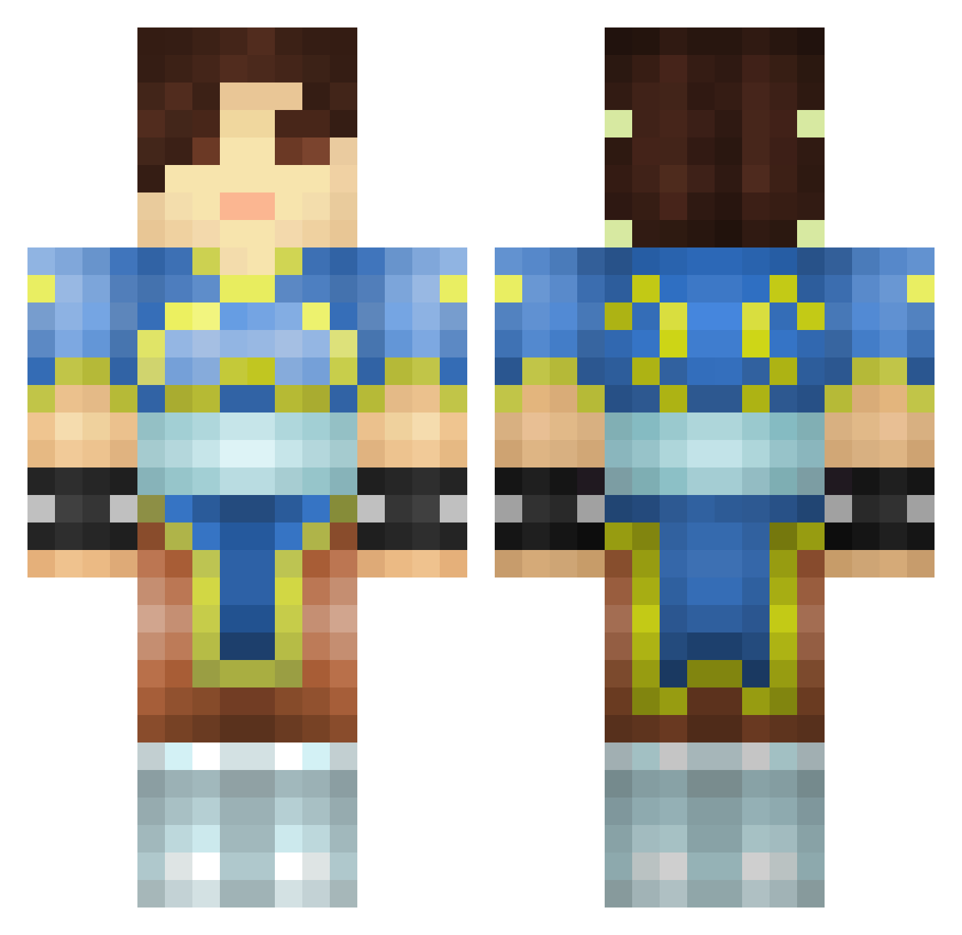 bayonets Minecraft skin, front and back view