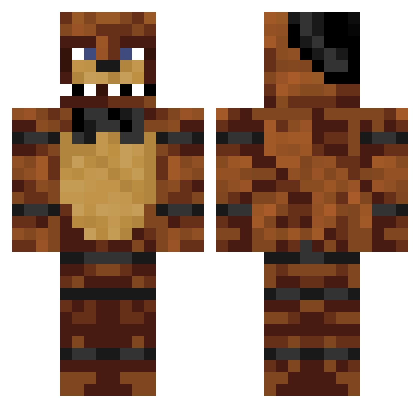 Bluckered Minecraft skin, front and back view