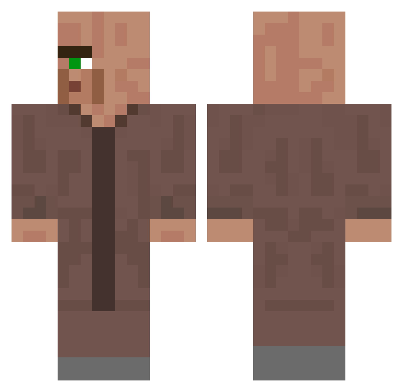 Yournsoul Minecraft skin, front and back view