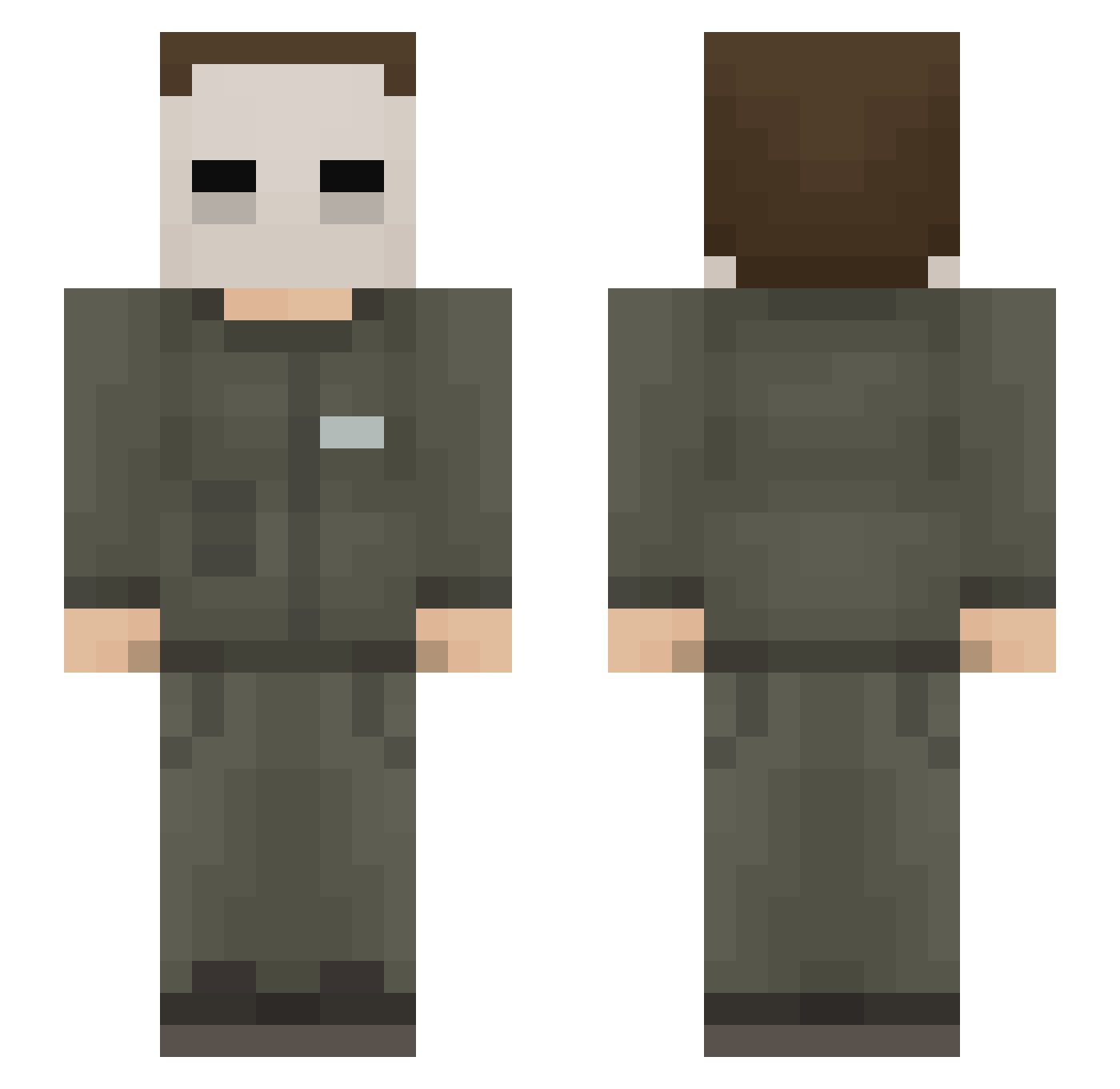 Comeshot Minecraft skin, front and back view