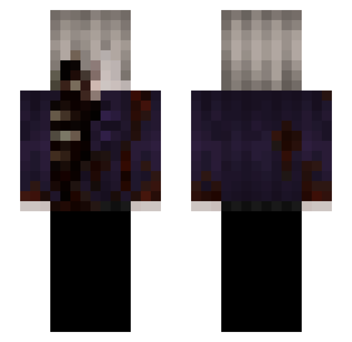 Nuk_33 Minecraft skin, front and back view
