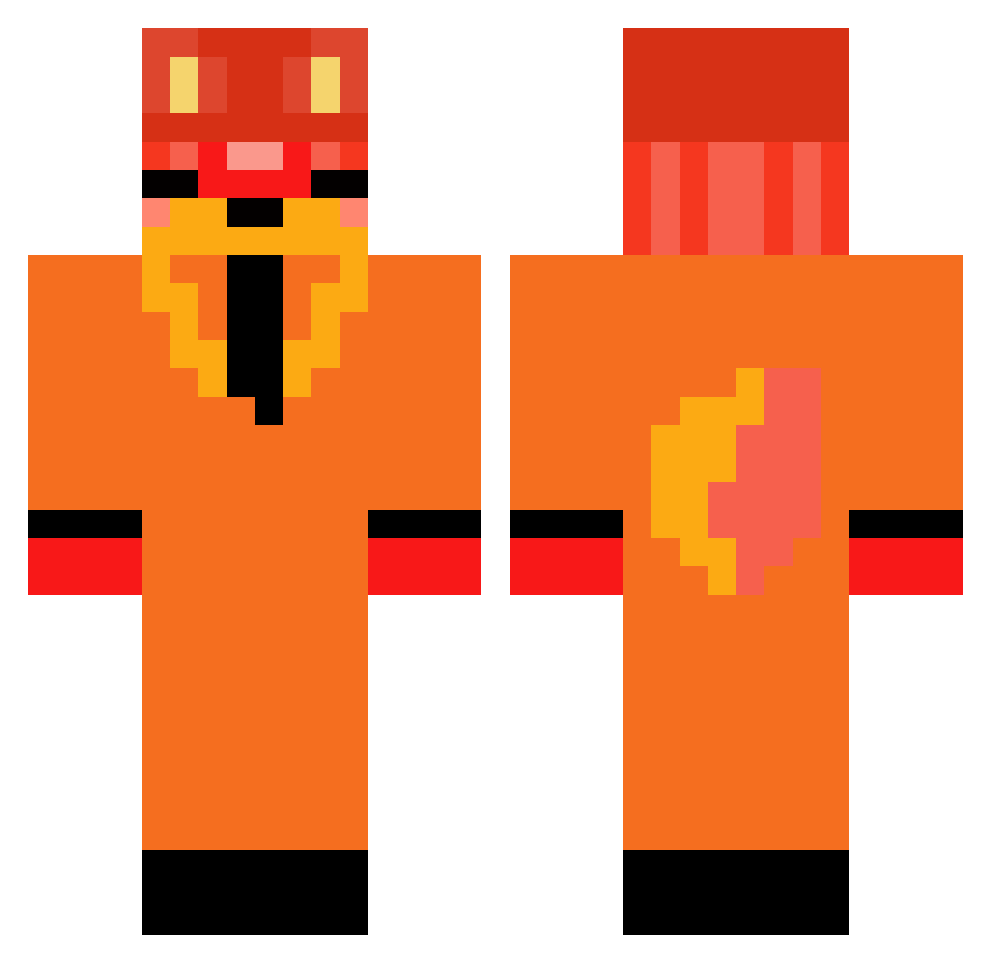 tymoker Minecraft skin, front and back view
