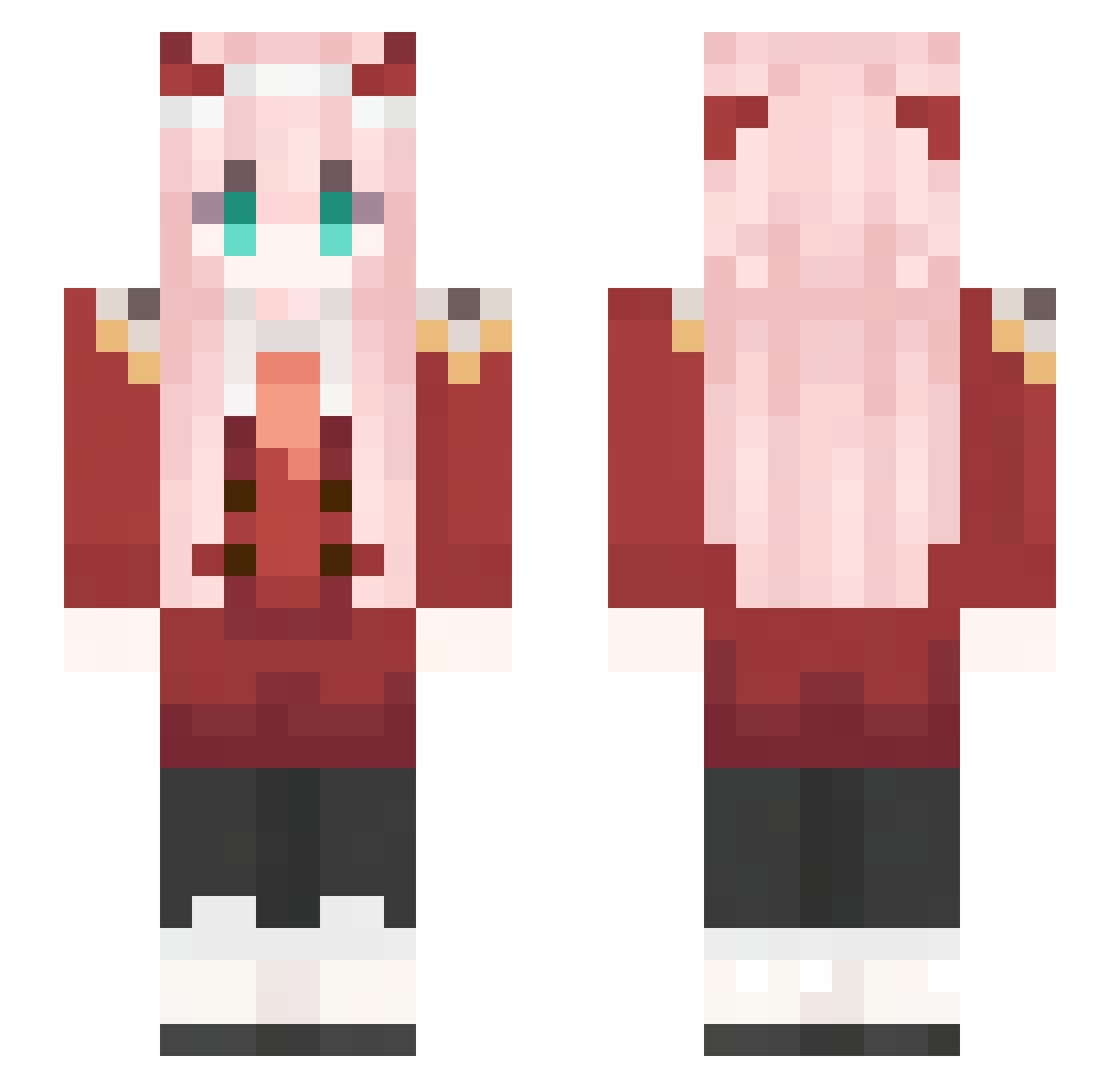 Korinzy Minecraft skin, front and back view