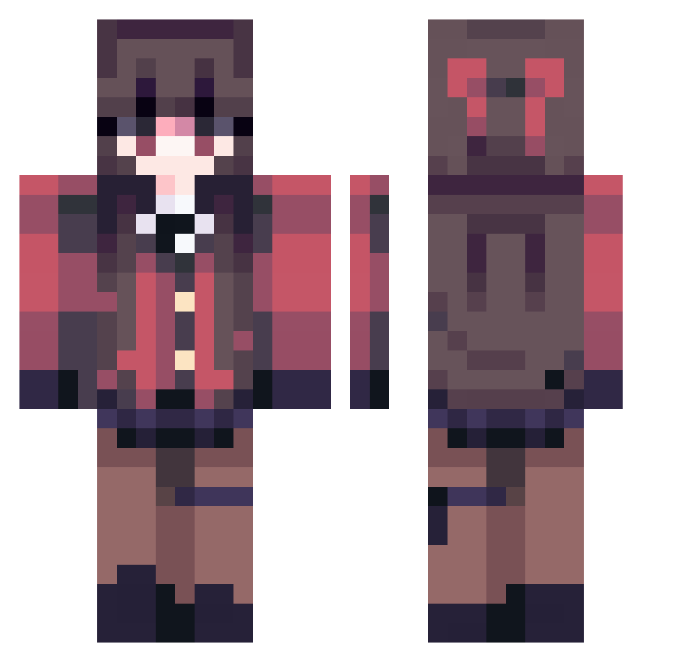 pocketwindfish Minecraft skin, front and back view