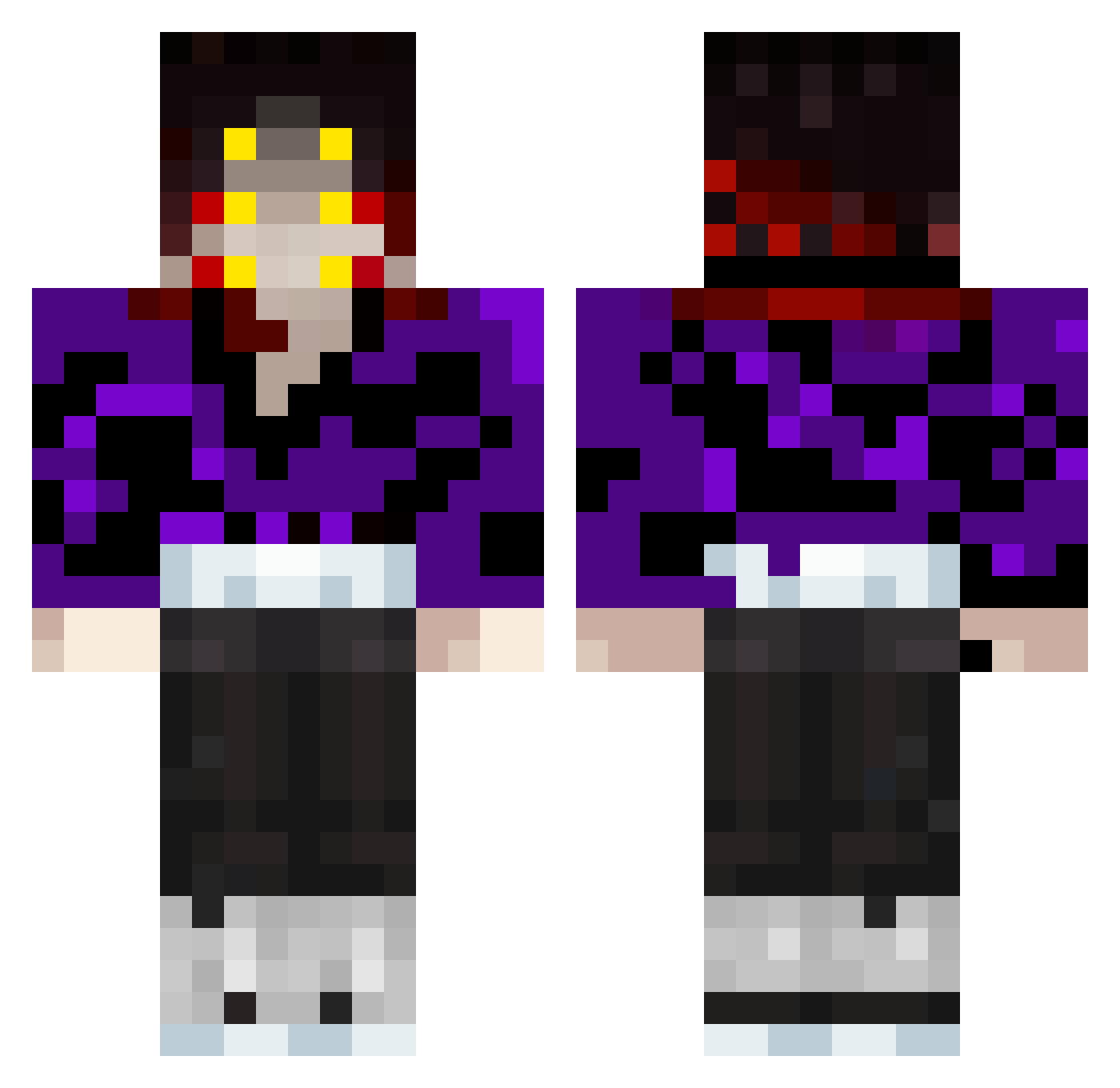 muhwtk Minecraft skin, front and back view