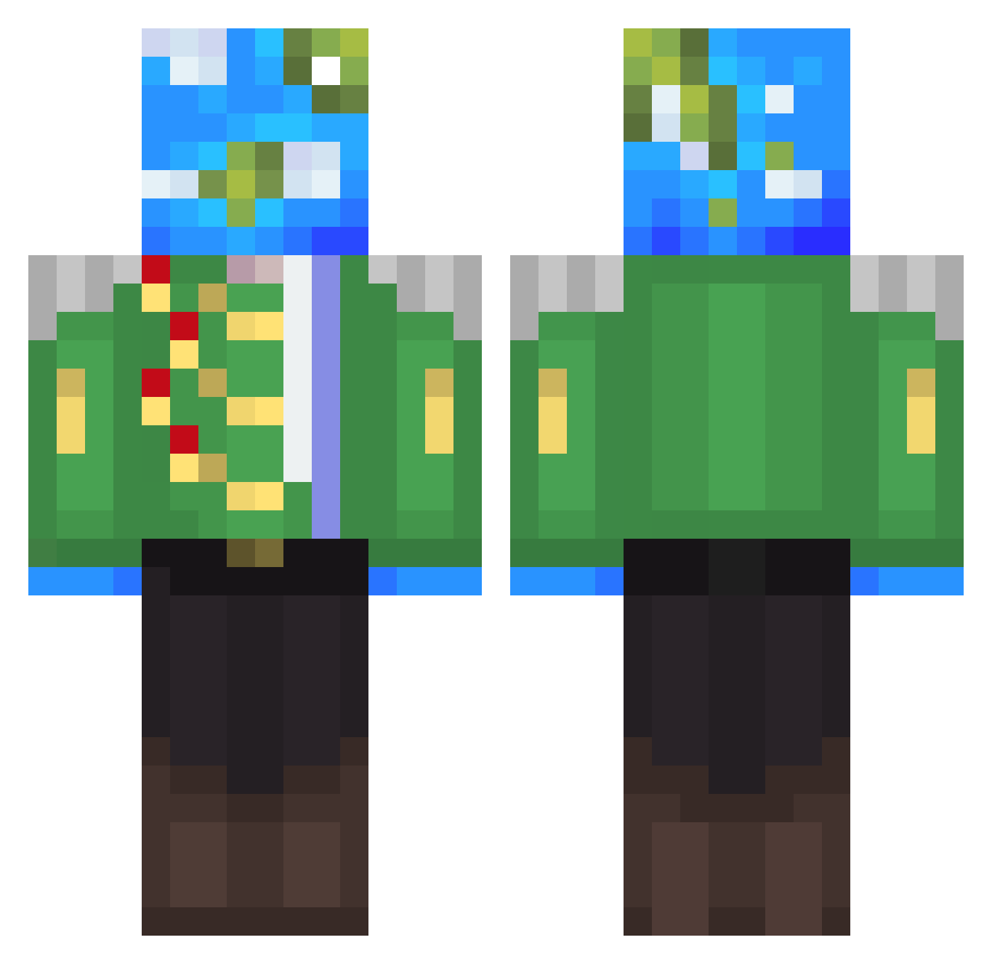 190Q Minecraft skin, front and back view