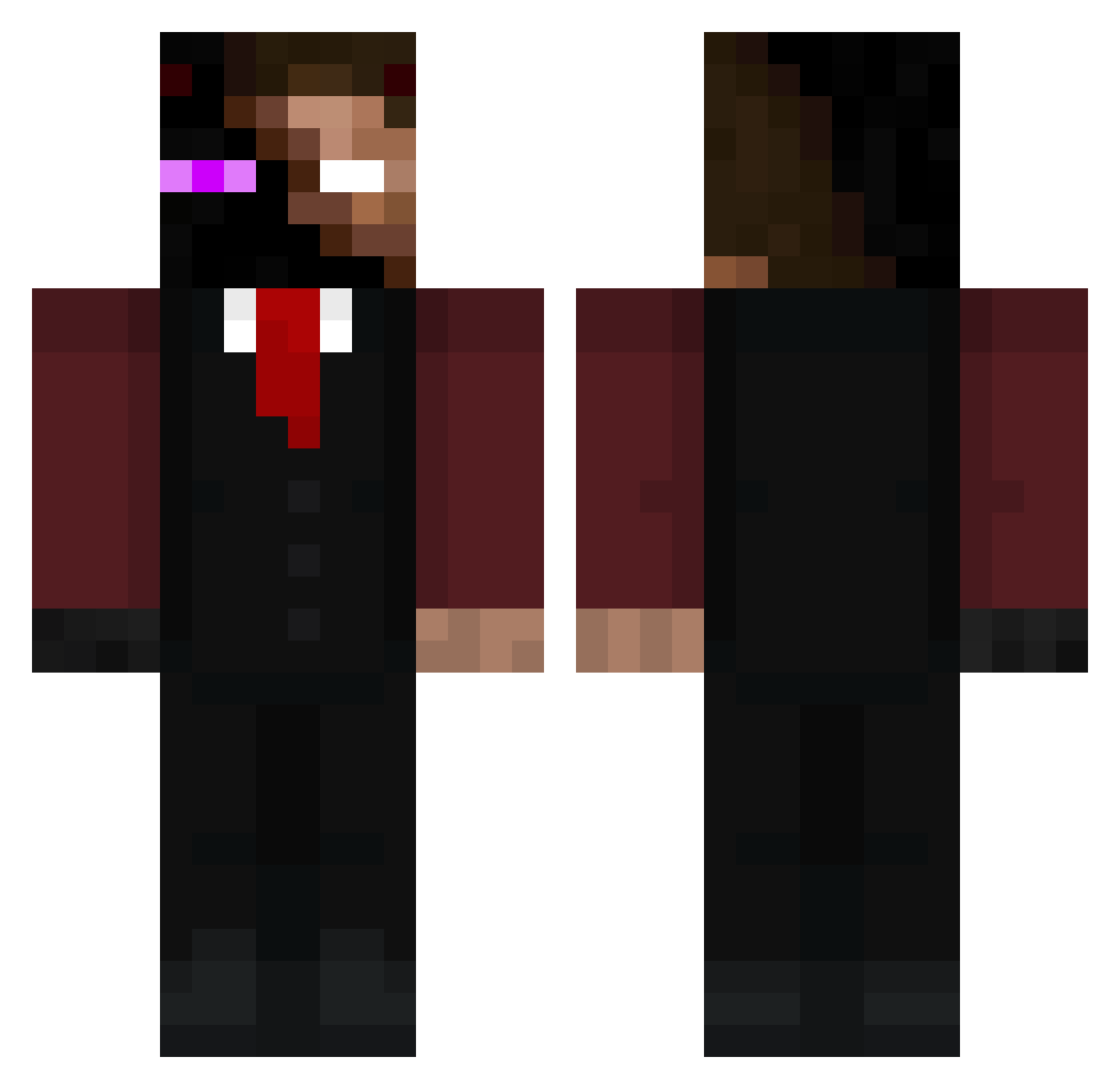 xlucash Minecraft skin, front and back view