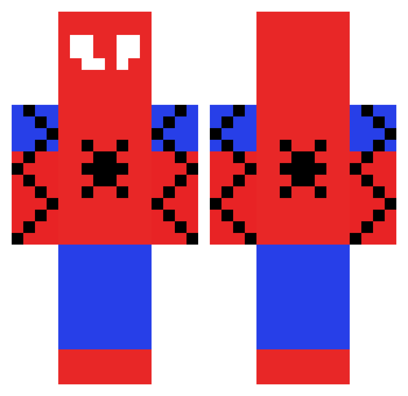 Womentos Minecraft skin, front and back view