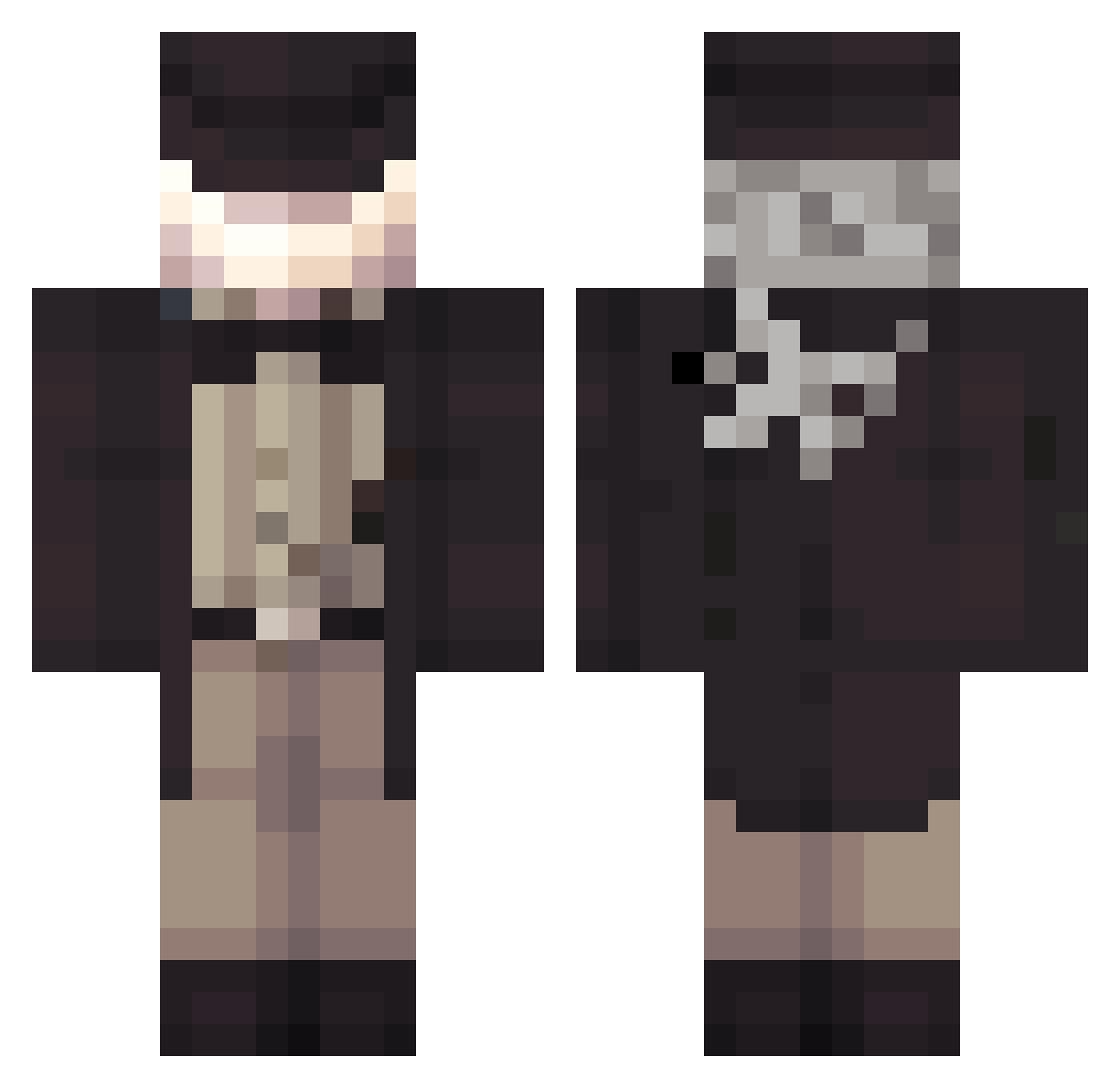 Jhettsu Minecraft skin, front and back view