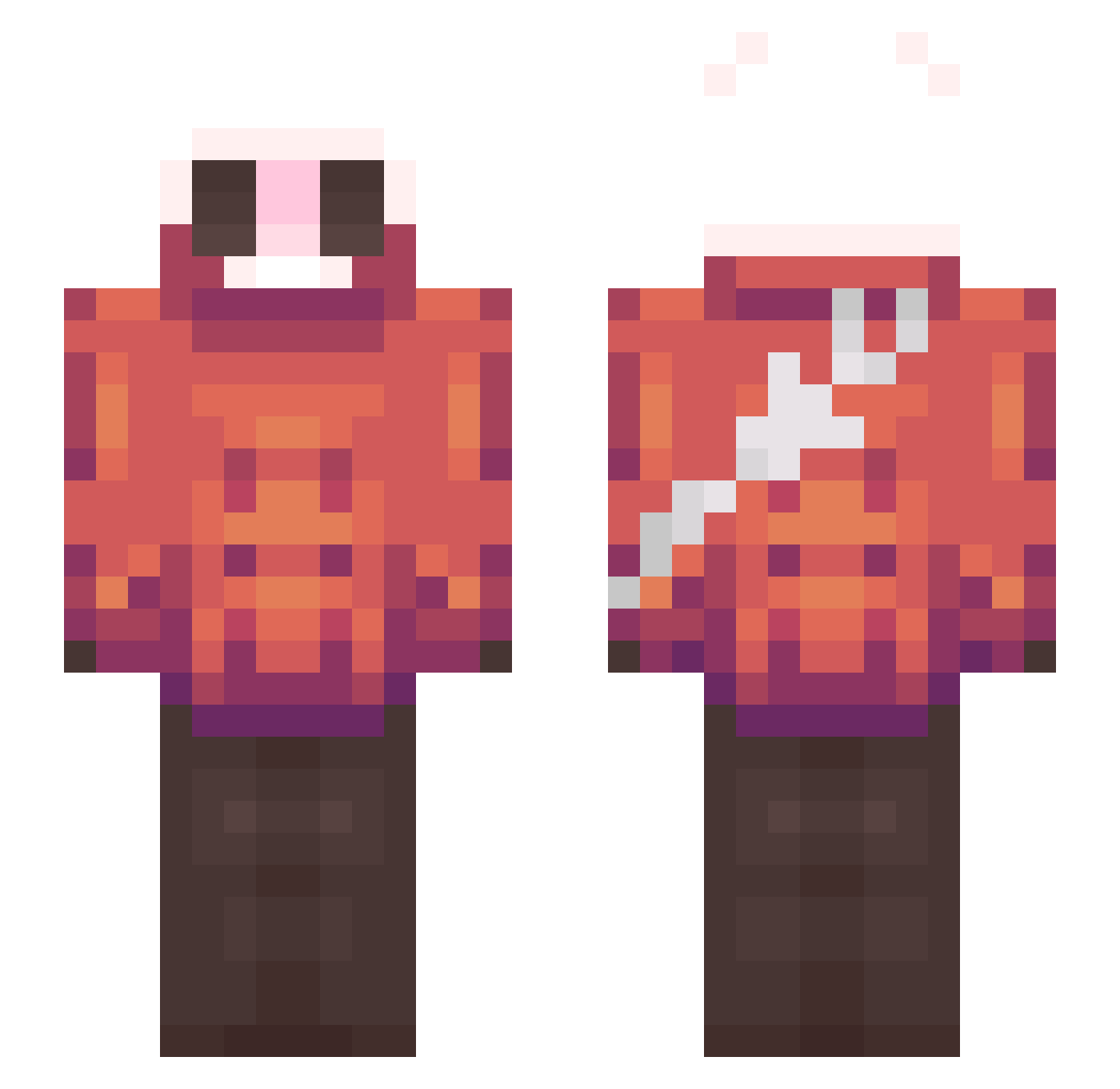 GhoulishBrick72 Minecraft skin, front and back view