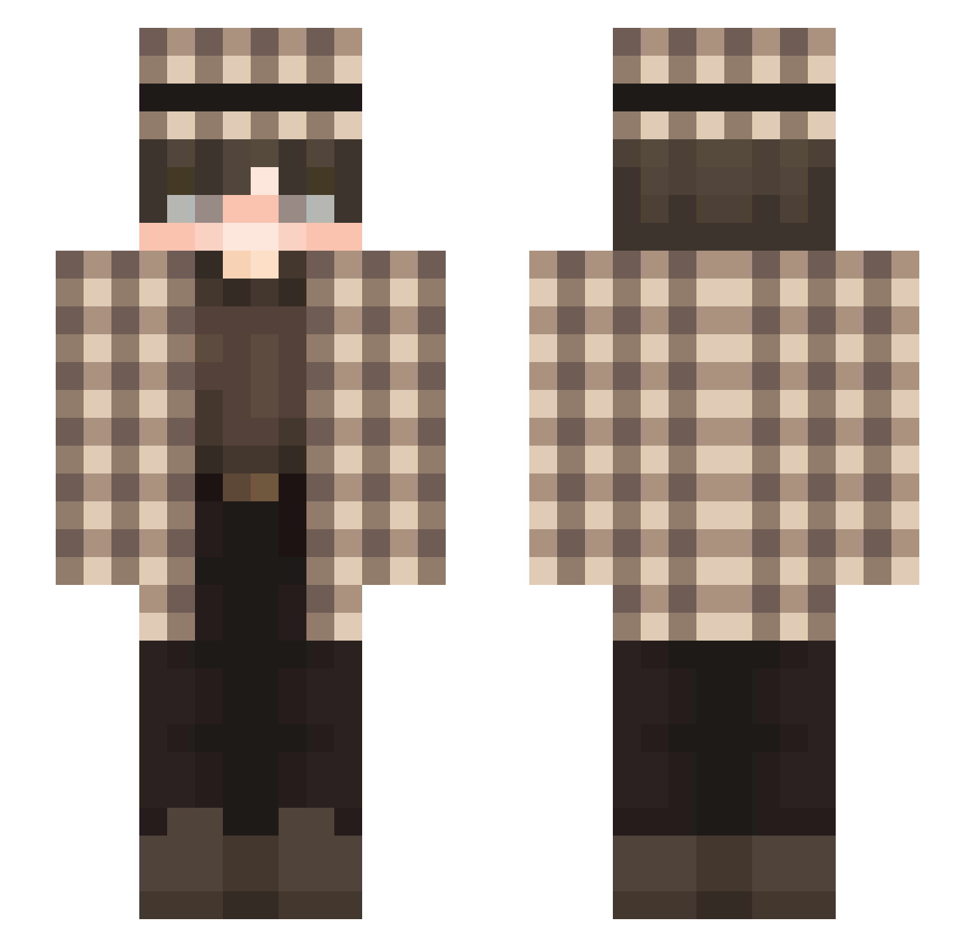 OrangeDim Minecraft skin, front and back view