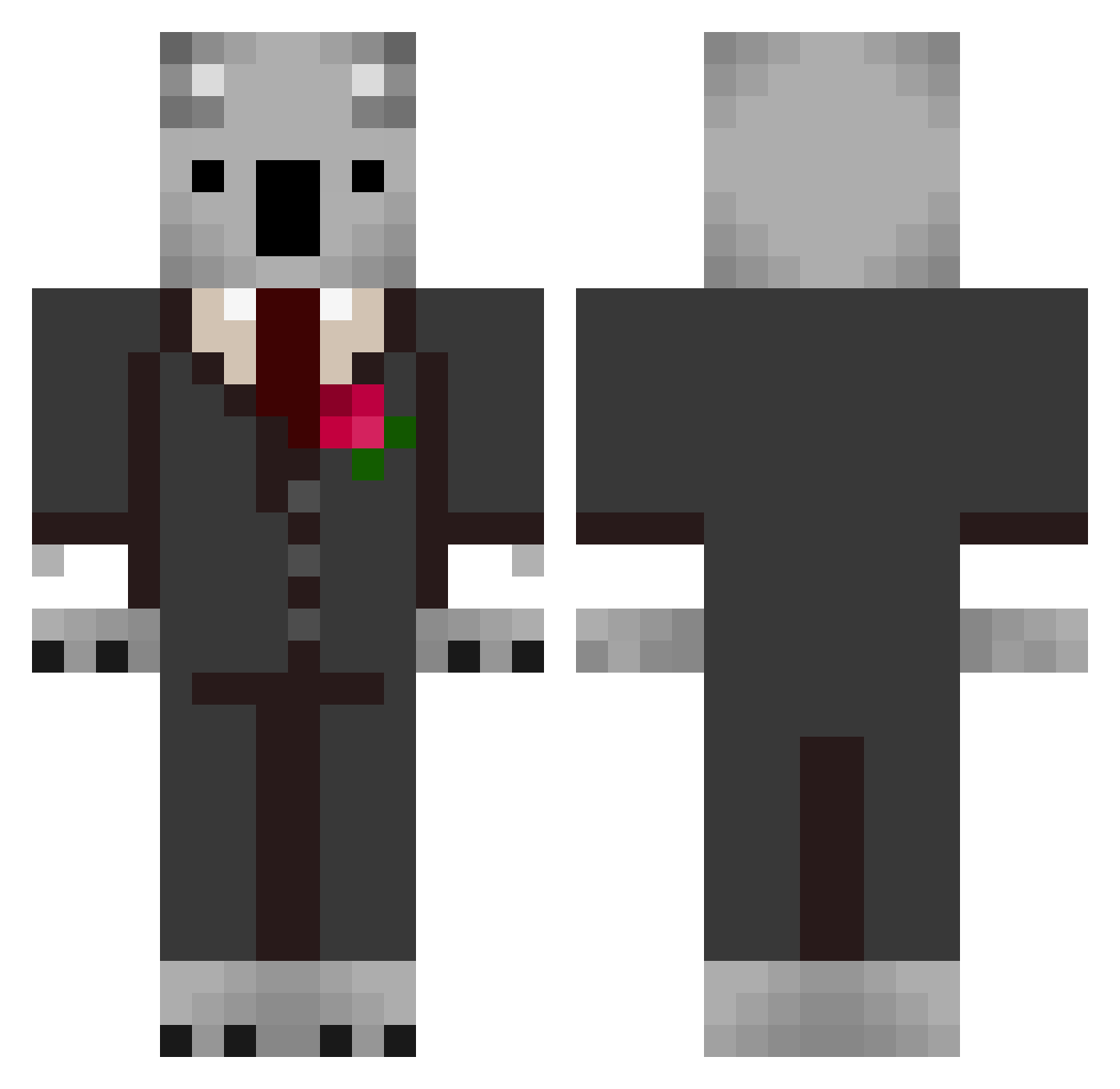 GX46 Minecraft skin, front and back view
