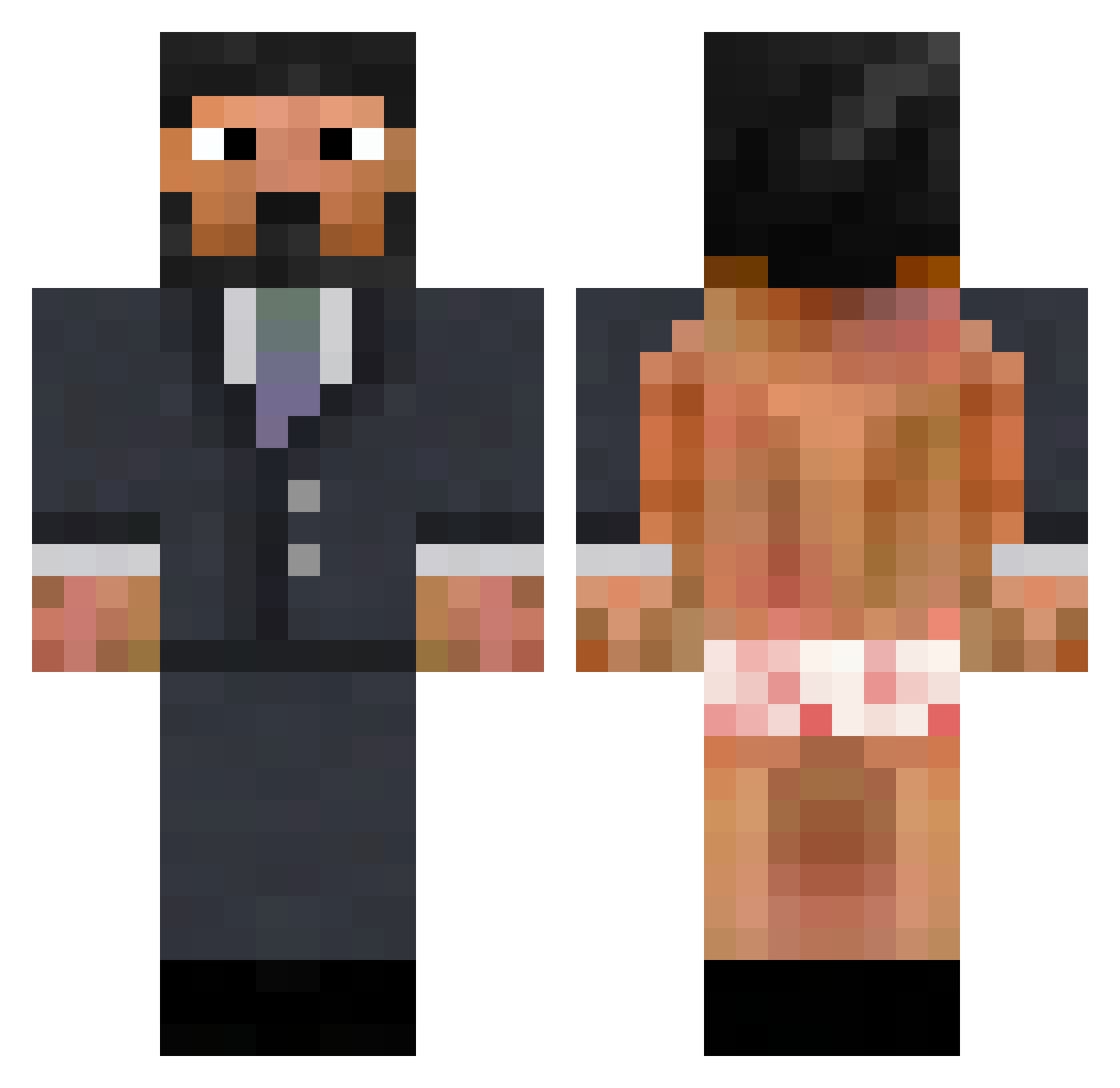 ItzSolaire Minecraft skin, front and back view