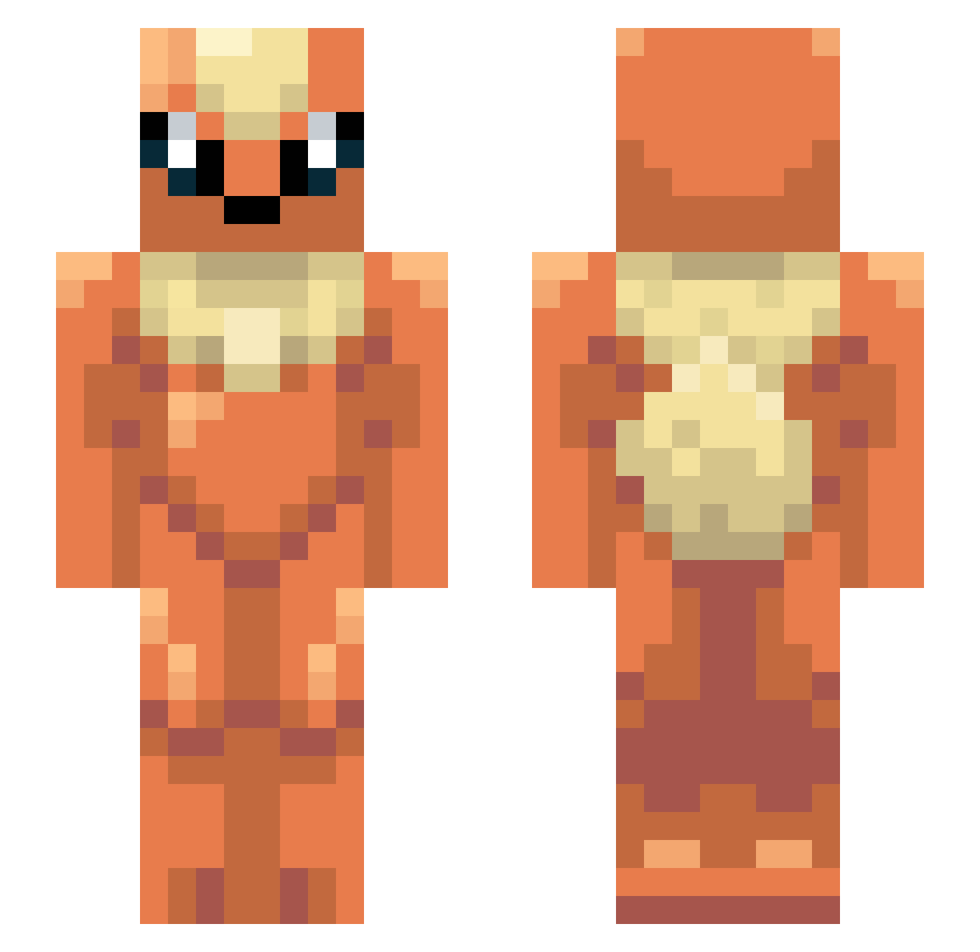 PhoenixFlareon Minecraft skin, front and back view