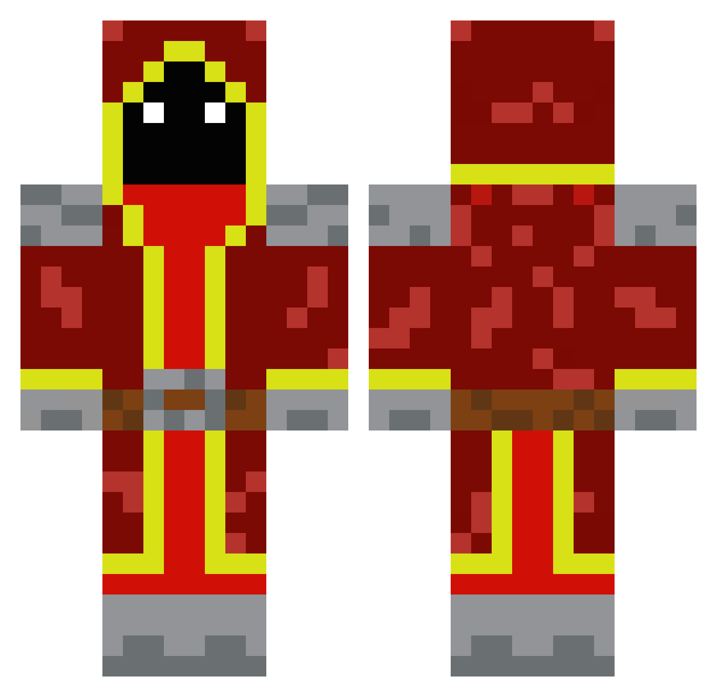 PorzeI Minecraft skin, front and back view