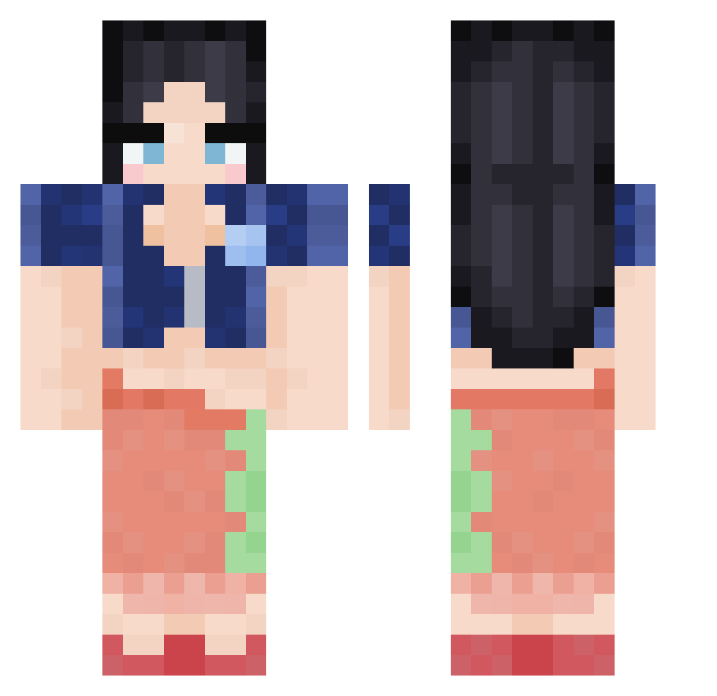 awife Minecraft skin, front and back view
