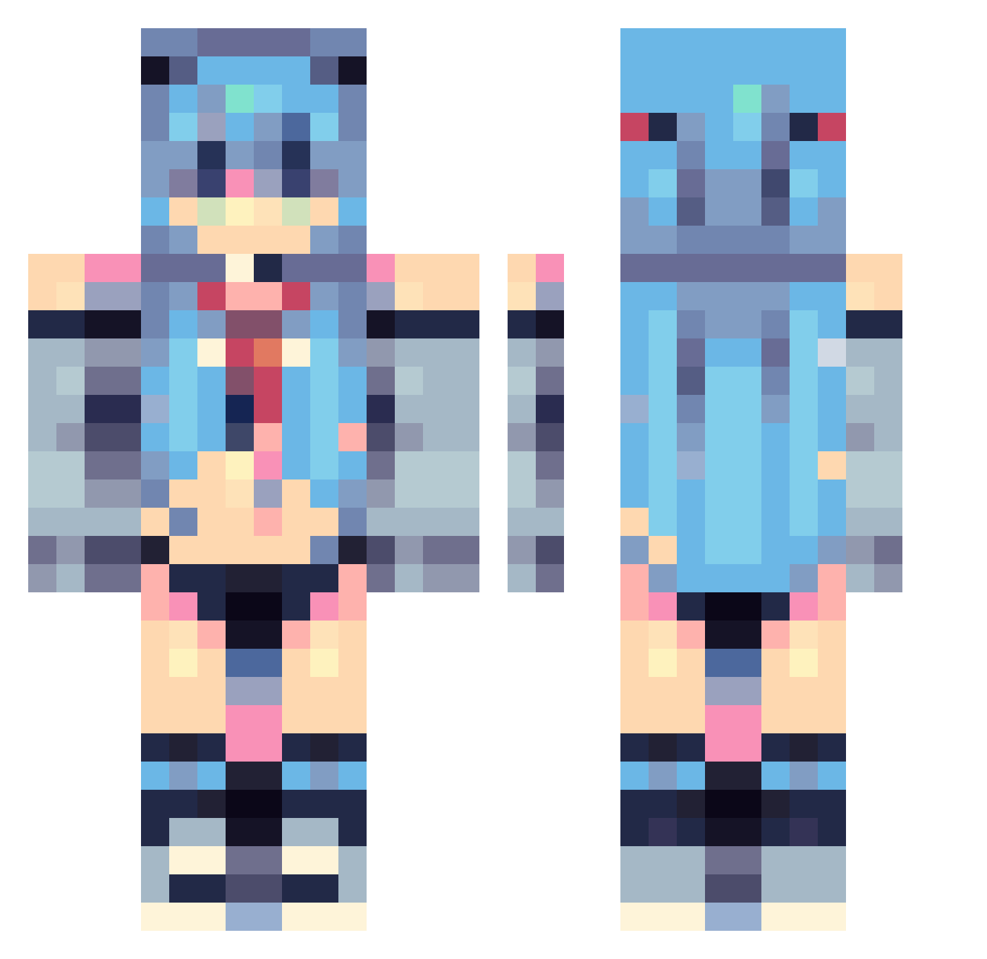 TamirUwU Minecraft skin, front and back view