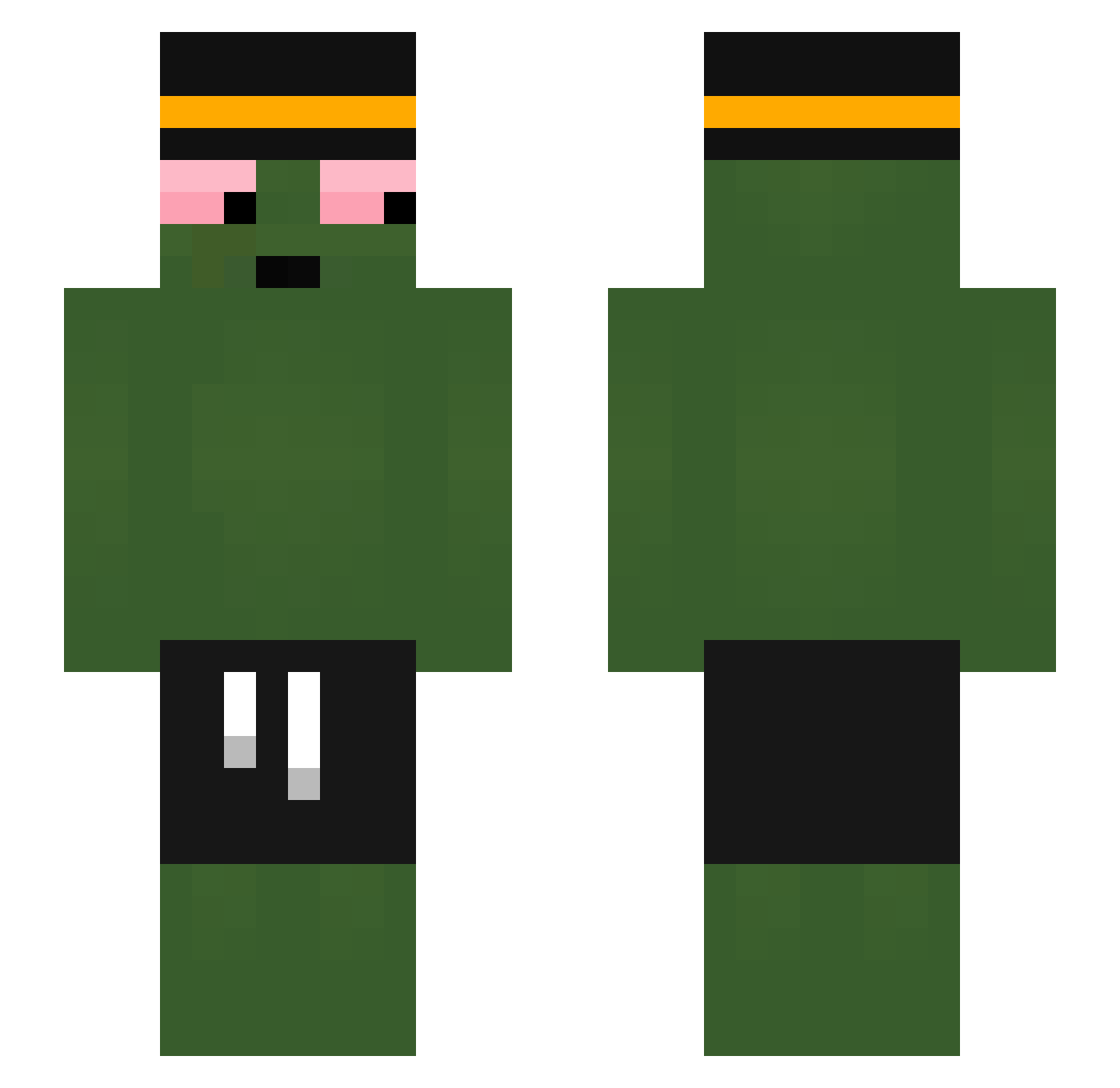 _JustMineX Minecraft skin, front and back view