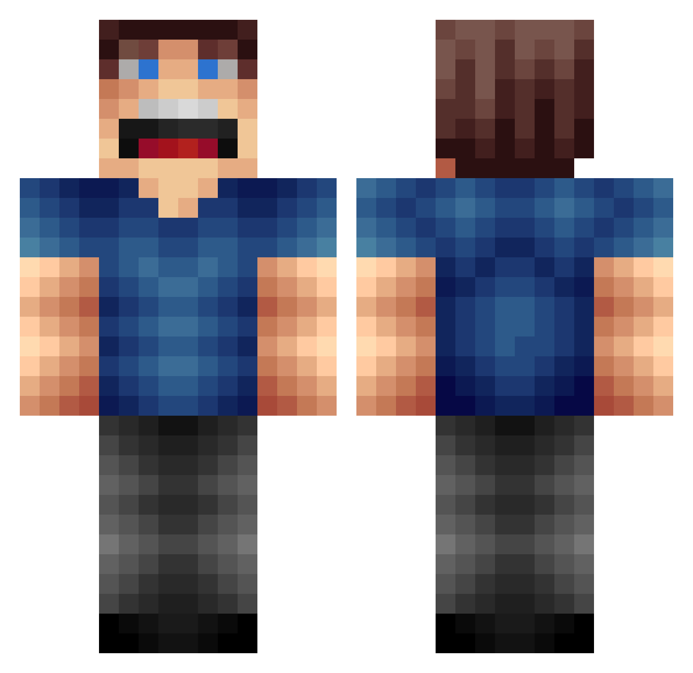 RoyalBurrito Minecraft skin, front and back view