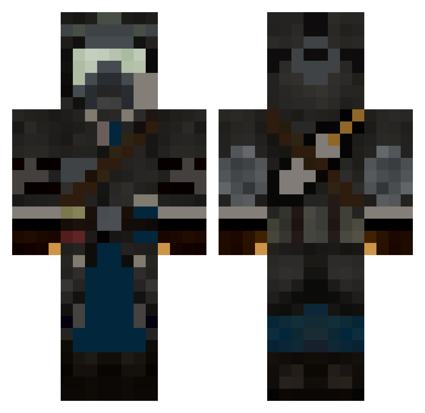 AddictedXD Minecraft skin, front and back view