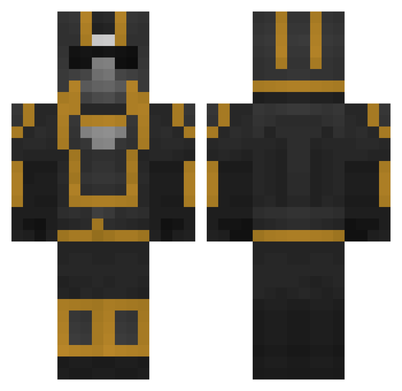 DINAMOBRU Minecraft skin, front and back view