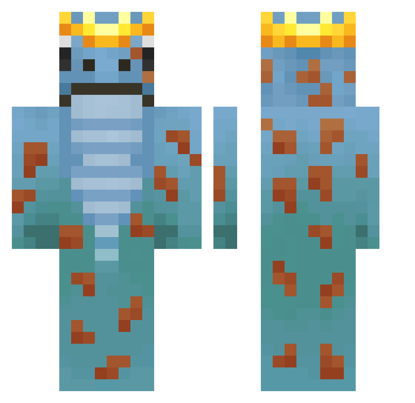 MarshYTMC Minecraft skin, front and back view