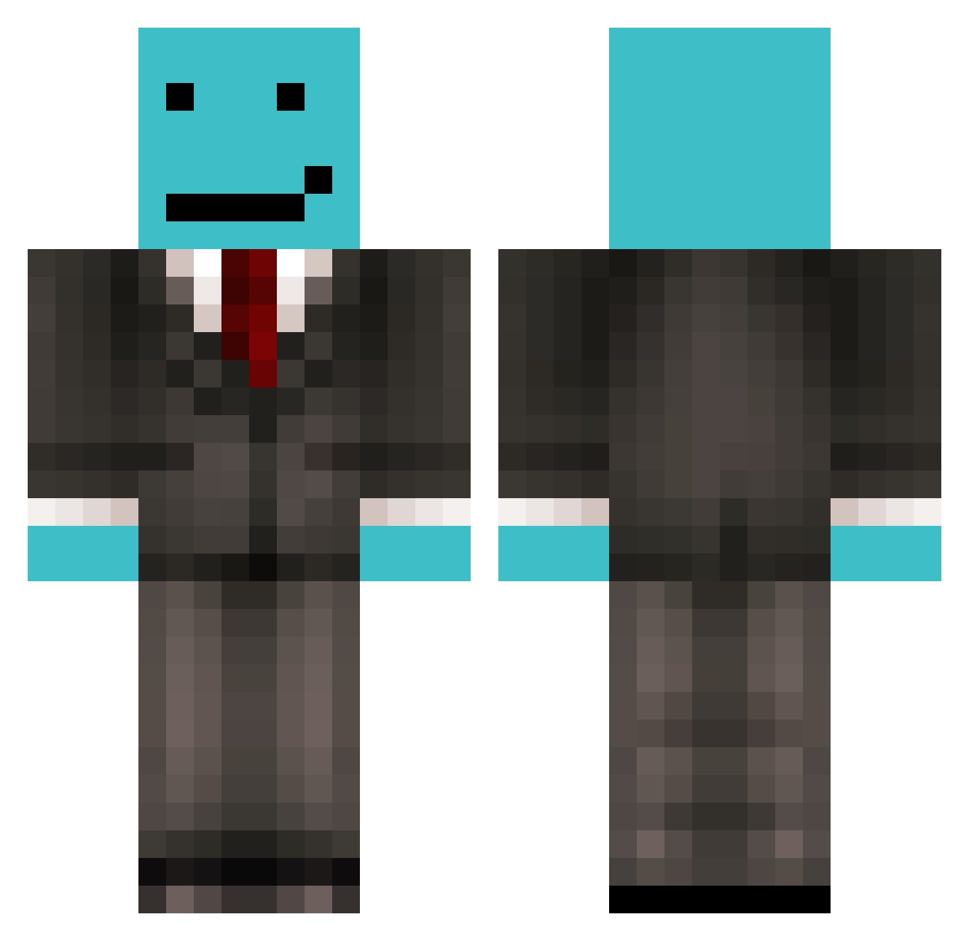 TomPiwo Minecraft skin, front and back view