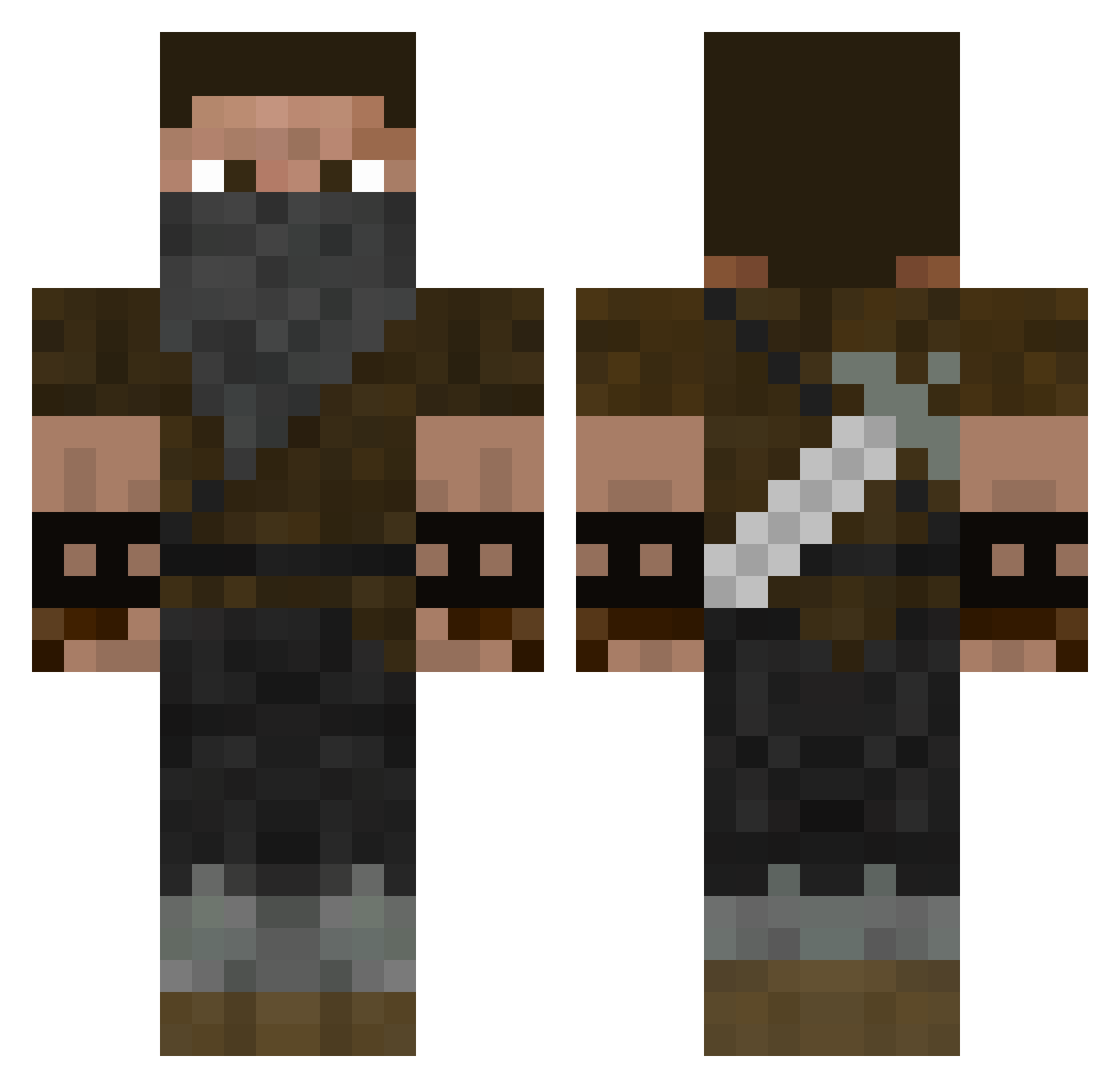 Accurst Minecraft skin, front and back view